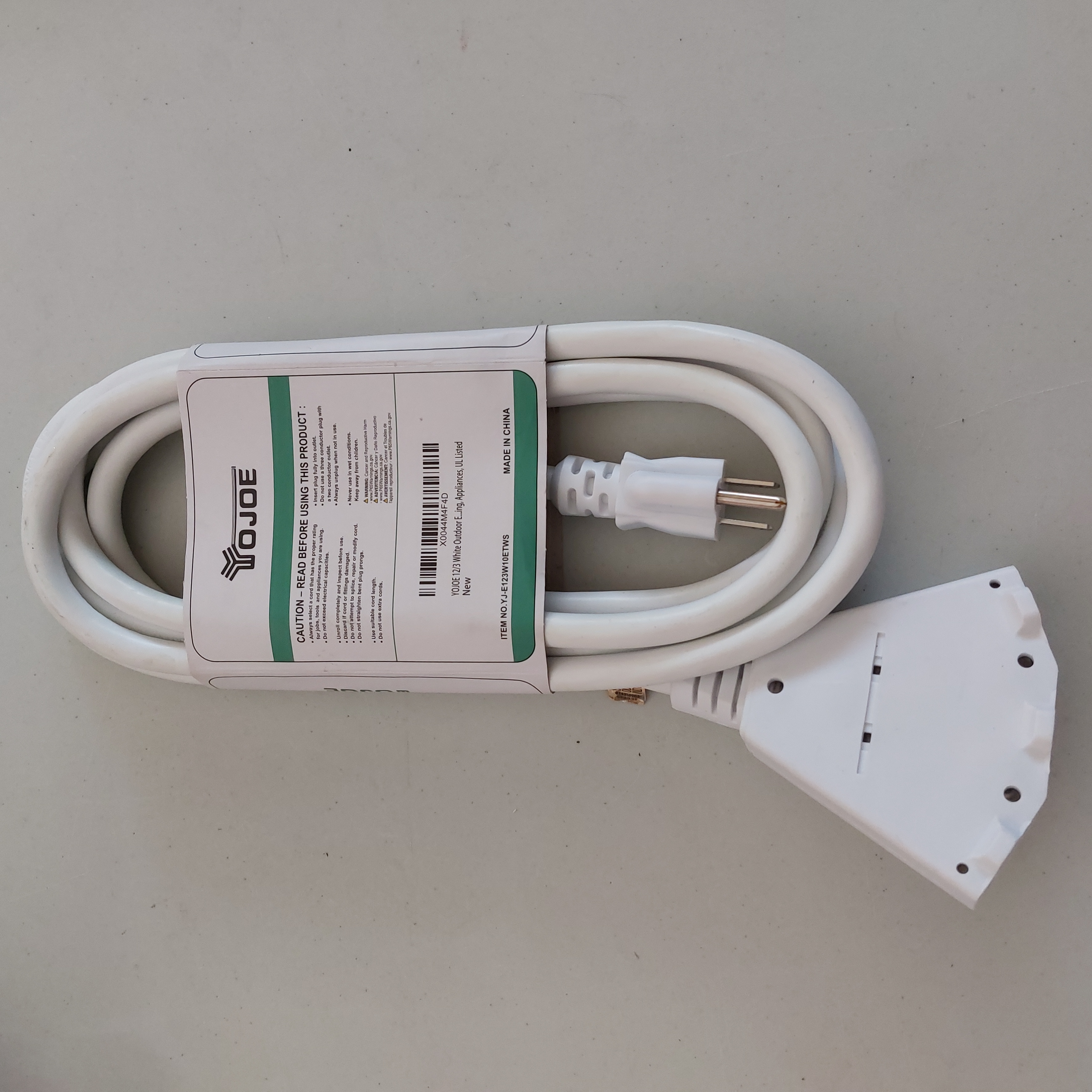 YOJOE 10FT 12AWG Indoor/Outdoor Extension Cord White