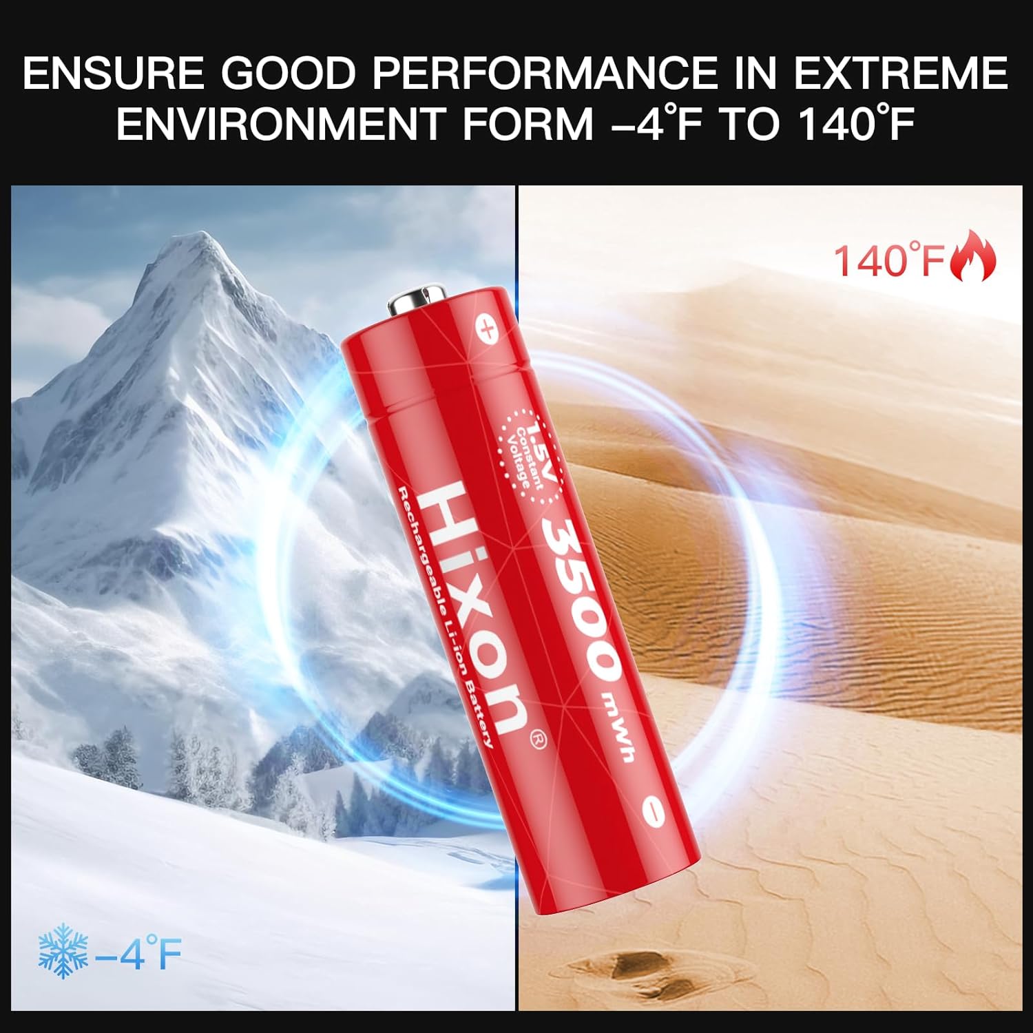 Hixon 3500mAh Rechargeable Batteries (8-Pack)