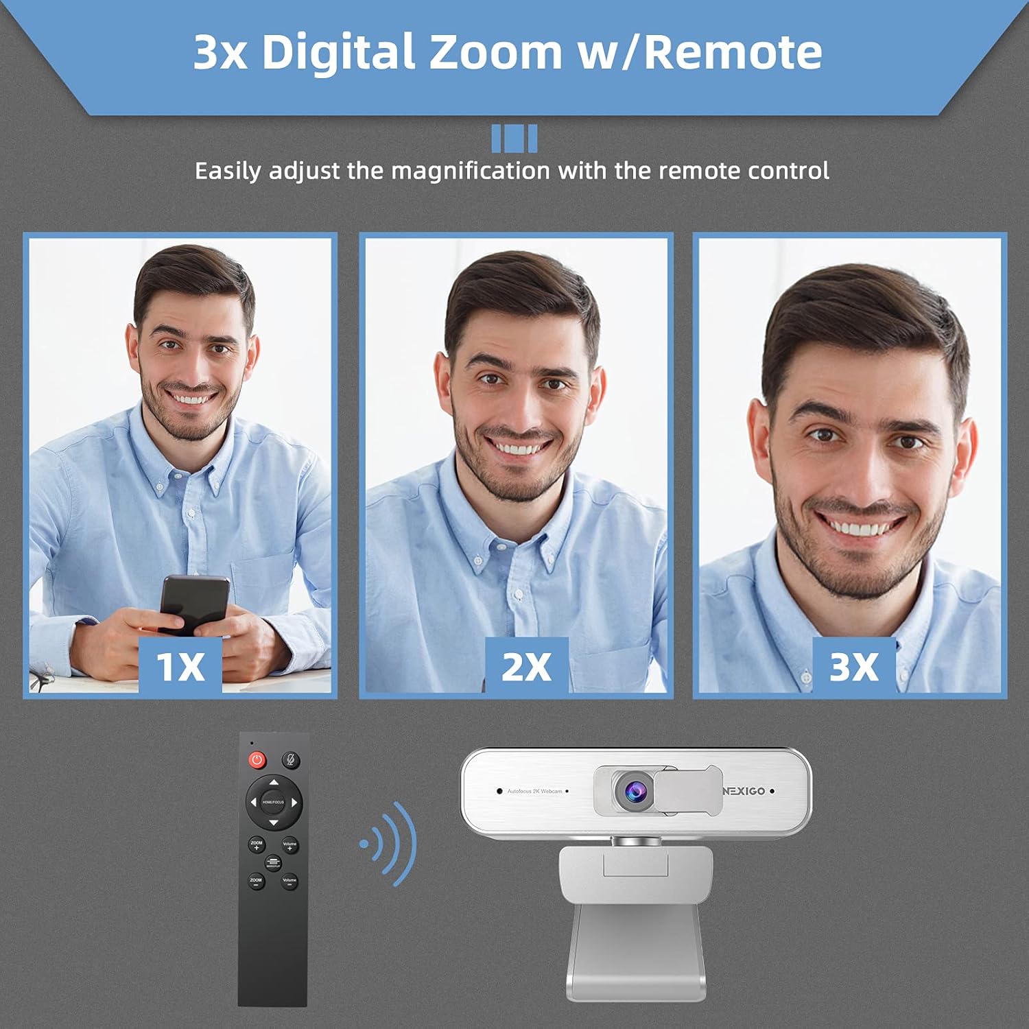 Nexigo N940P-Silver 2K QHD Webcam