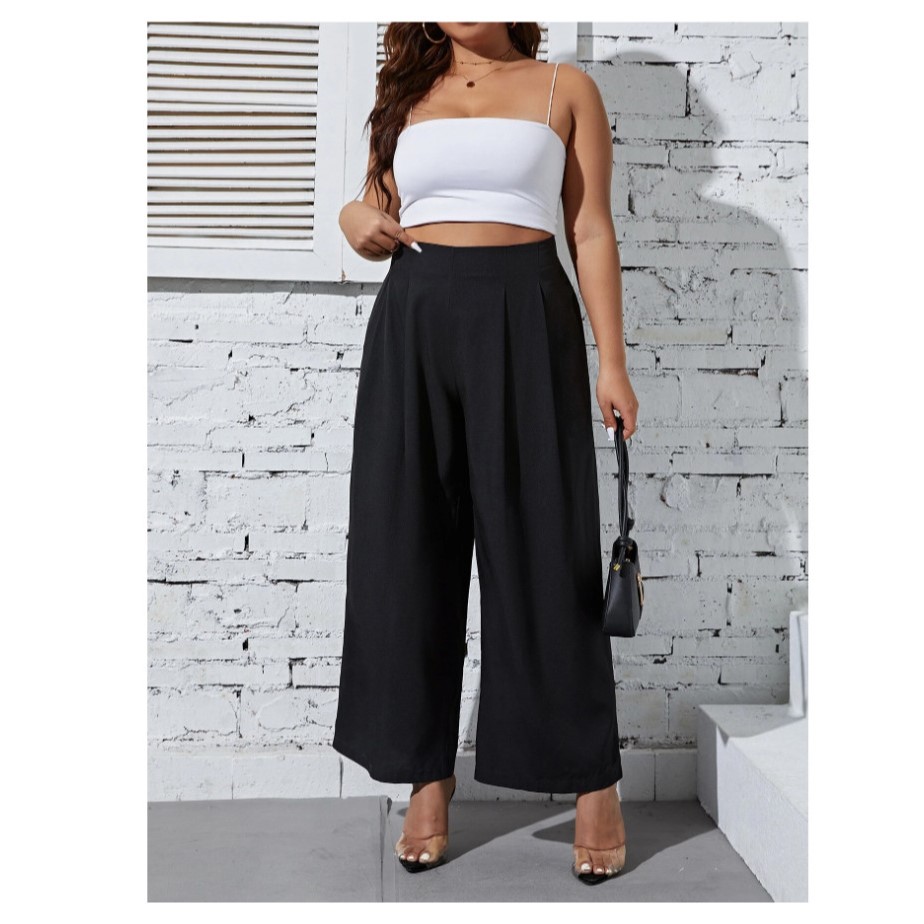 SHEIN High Waist Wide Leg Pants Frenchy Plus