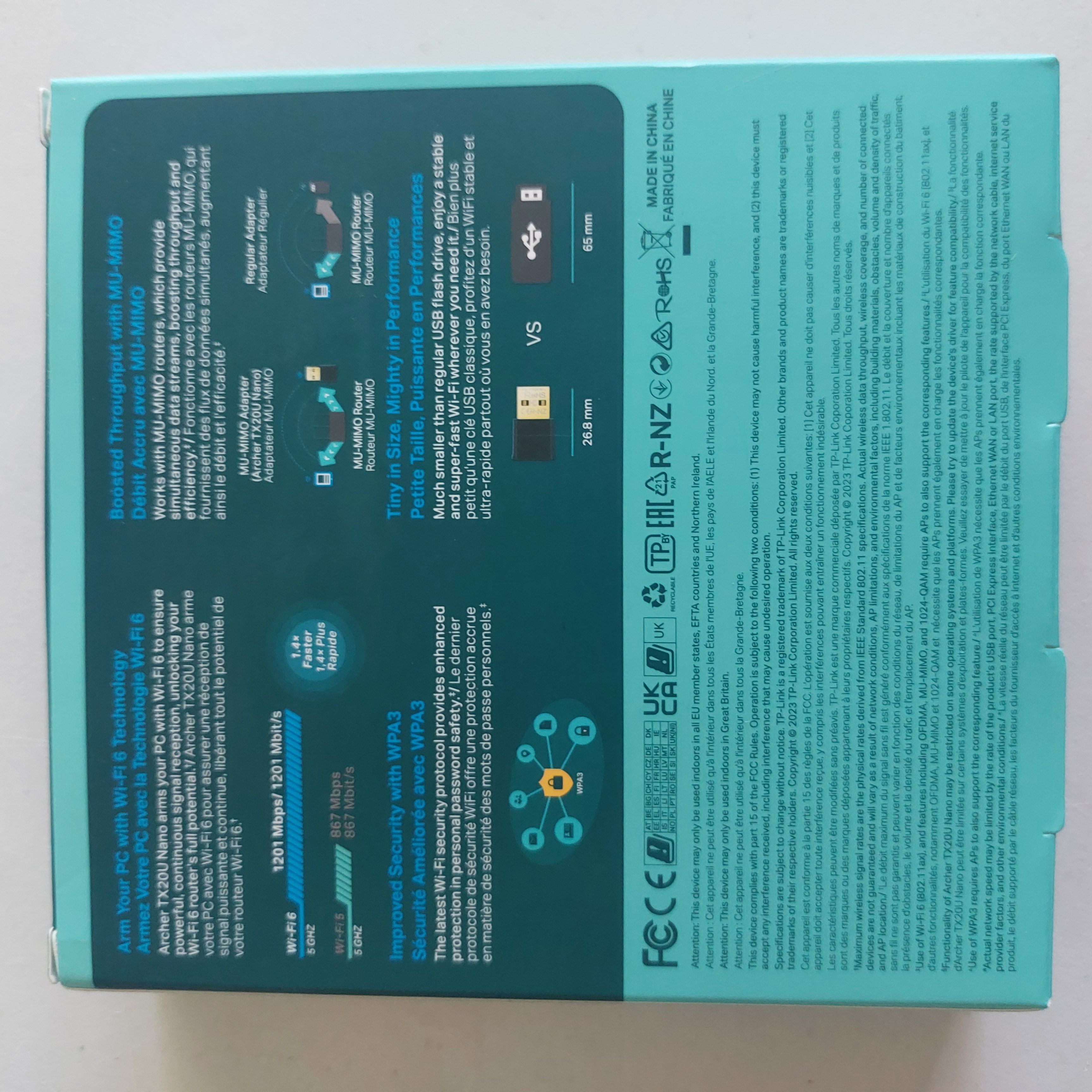 TP-Link AX1800 Nano Wi-Fi 6 USB Adapter, Archer TX20U Nano