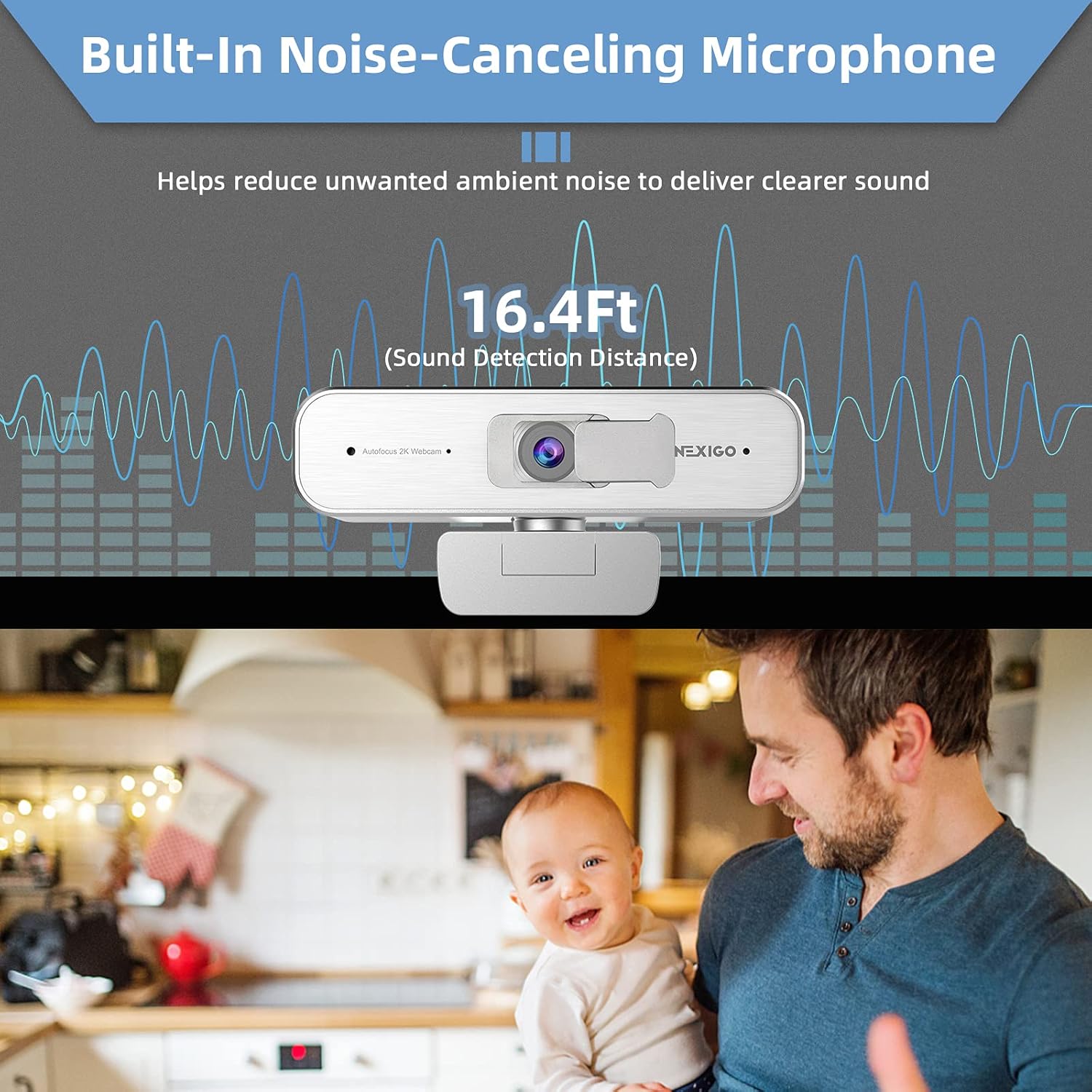 Nexigo N940P-Silver 2K QHD Webcam