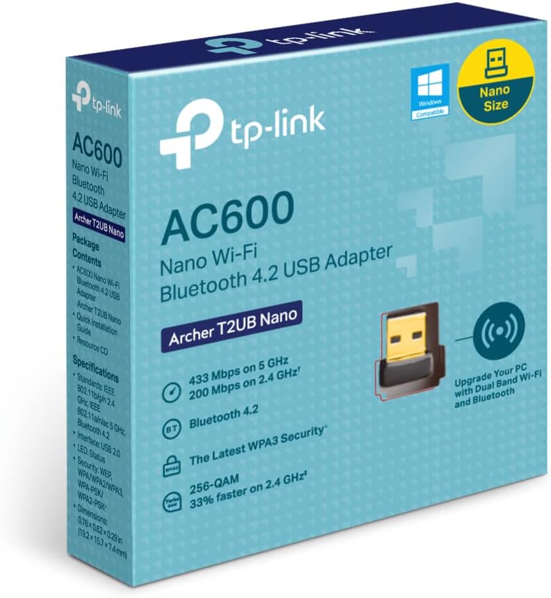 TP-Link AC600 Nano Wi-Fi/Bluetooth Adapter, Archer T2UB Nano