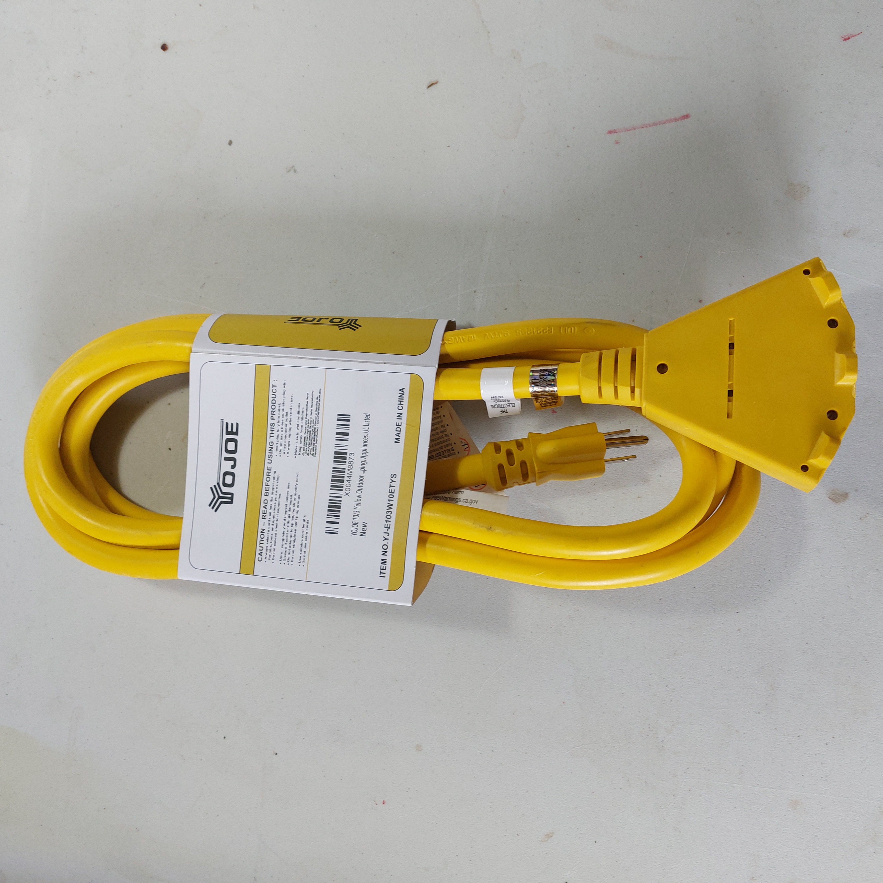 YOJOE 10FT 10AWG Indoor/Outdoor Extension Cord, Yellow - YJ-E103W10ETYS