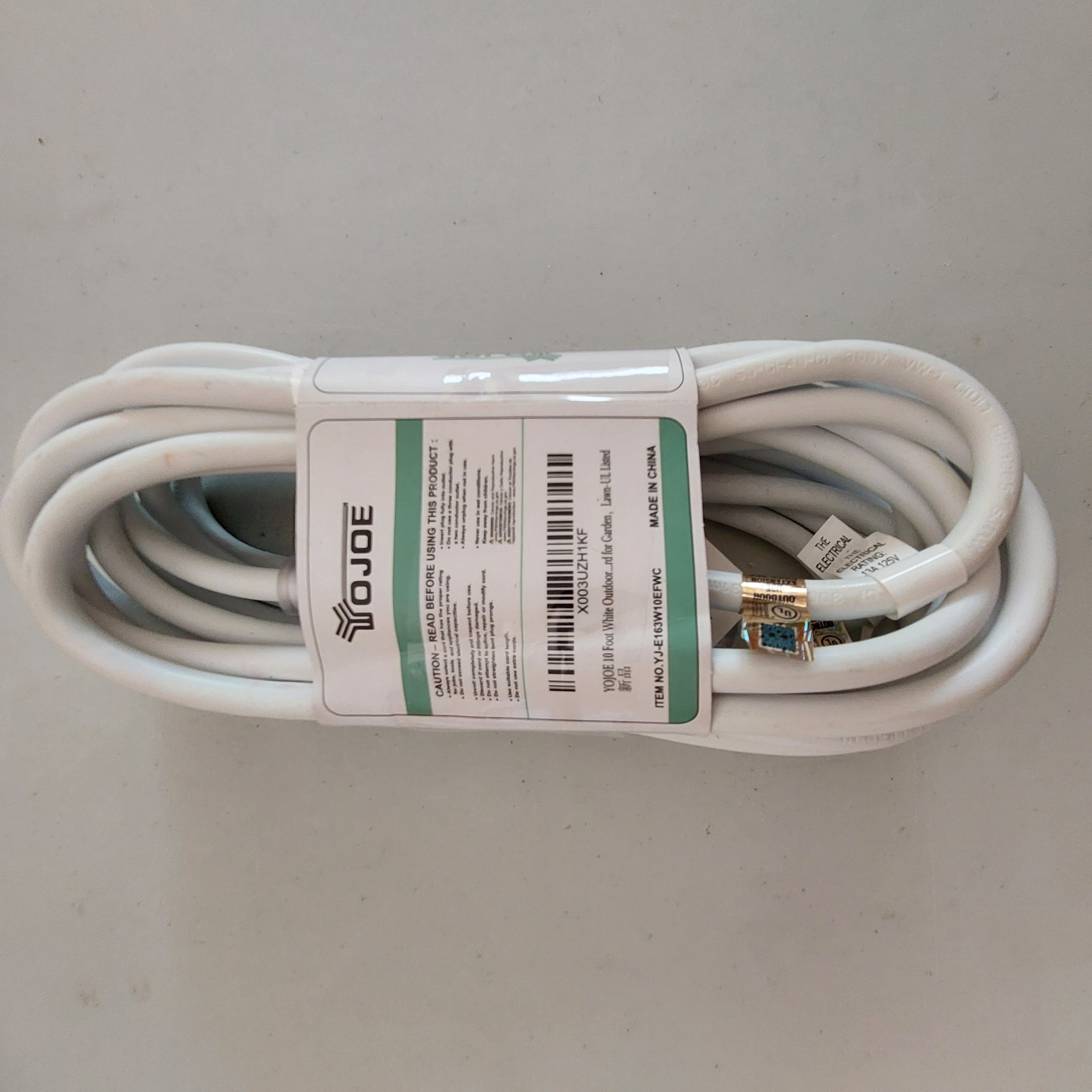 YOJOE 10FT 16AWG Indoor/Outdoor Extension Cord (2 Pack) White YJ-E163W10EFWC