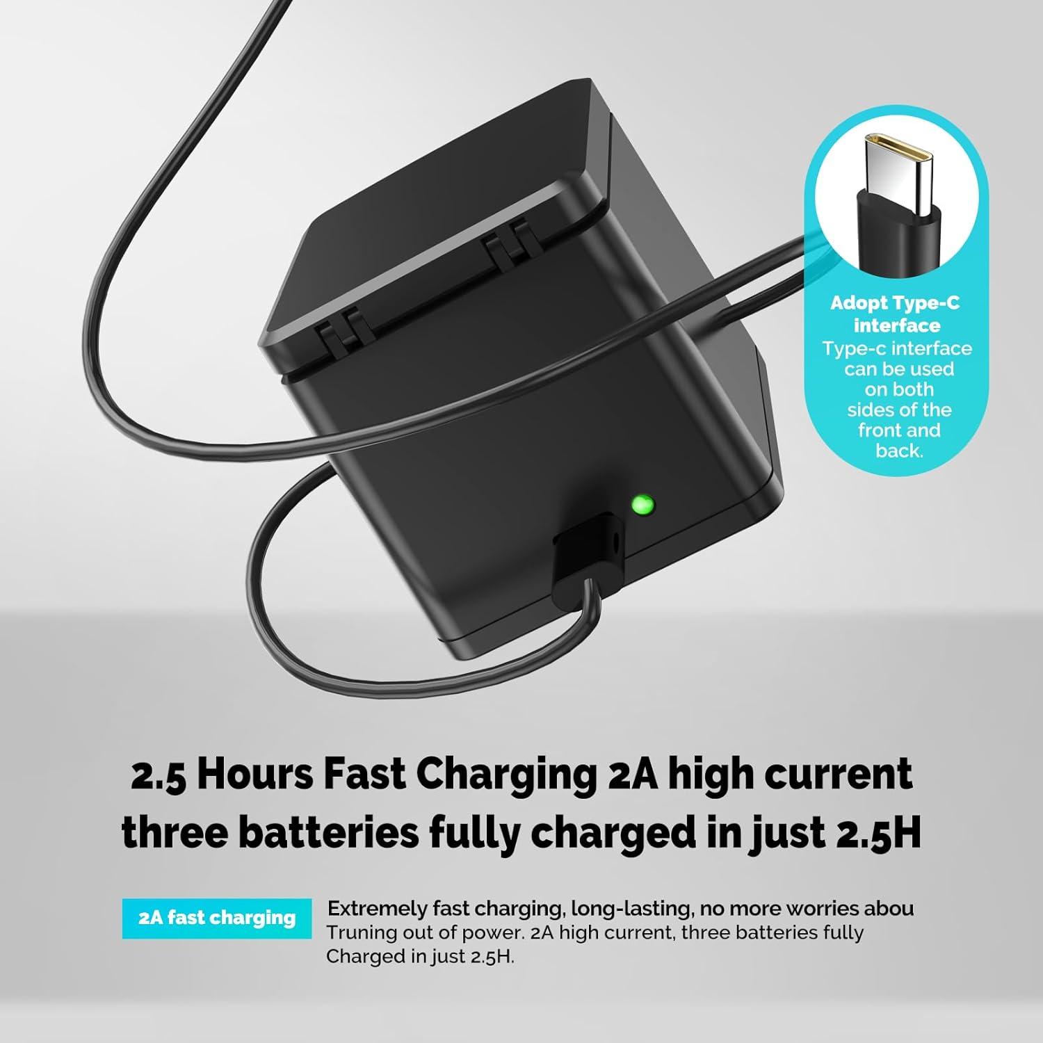 AdapTom Battery Charging Box with 2 pack Batteries Hero 12/11/10/9