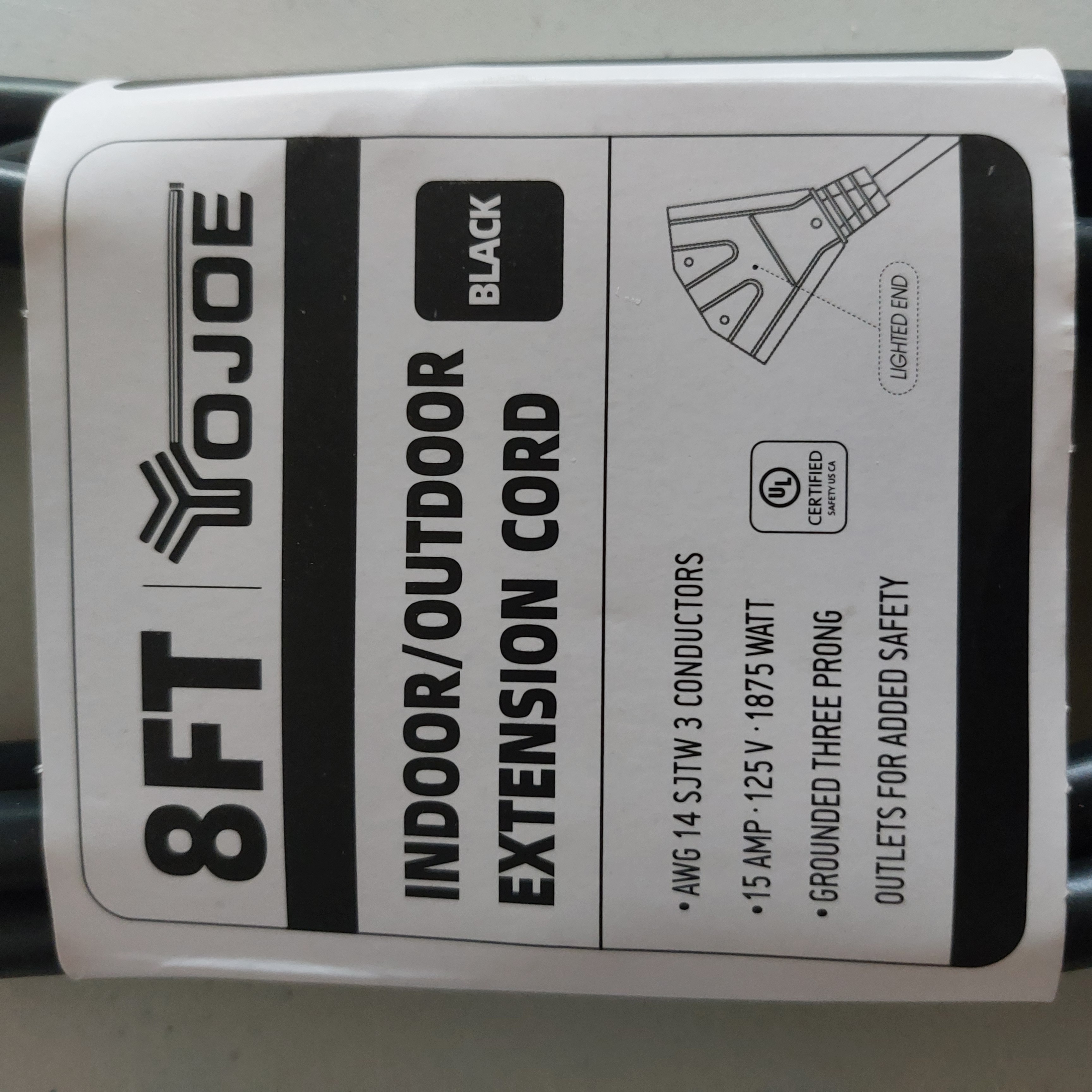 8FT 14AWG Indoor/Outdoor Extension Cord