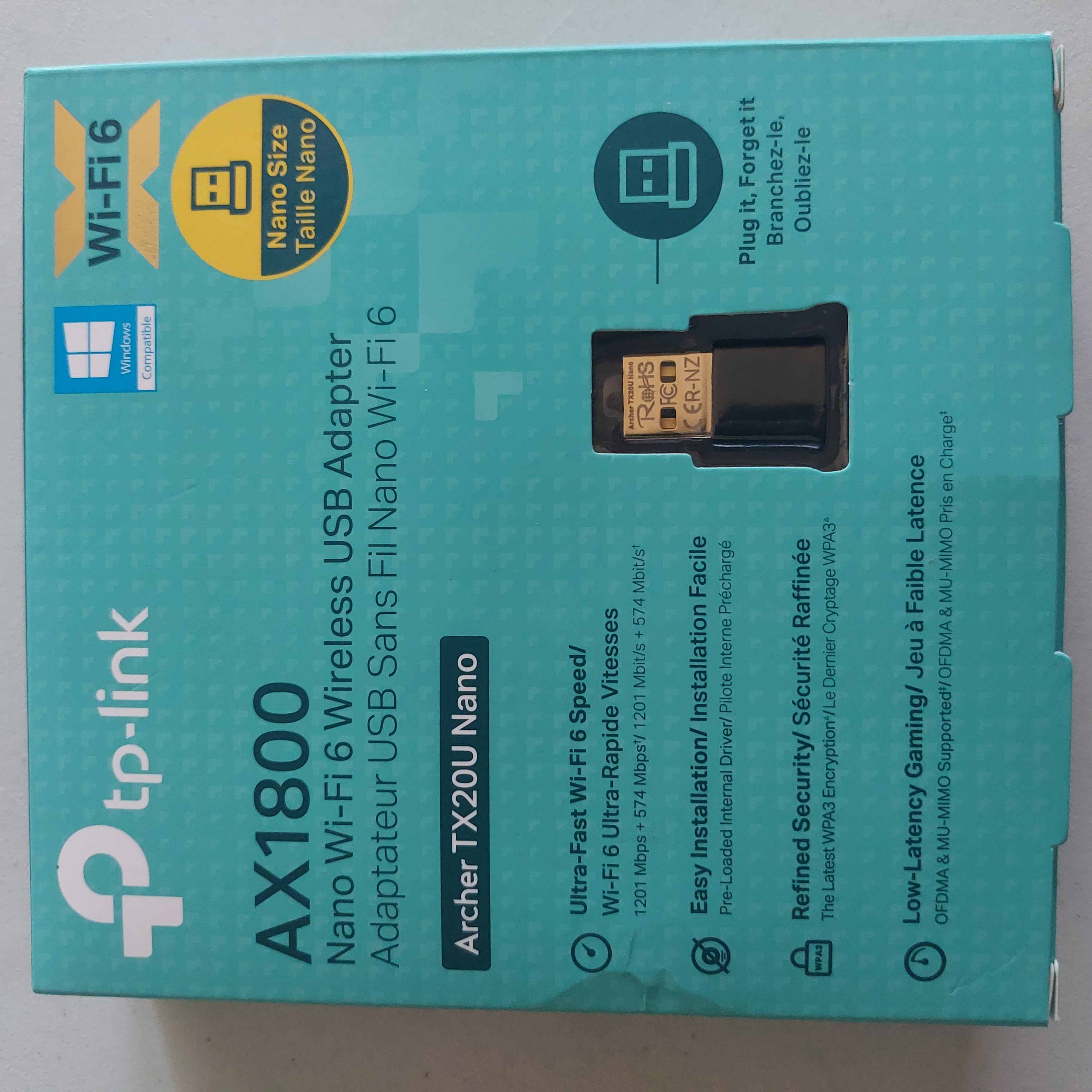 TP-Link AX1800 Nano Wi-Fi 6 USB Adapter, Archer TX20U Nano