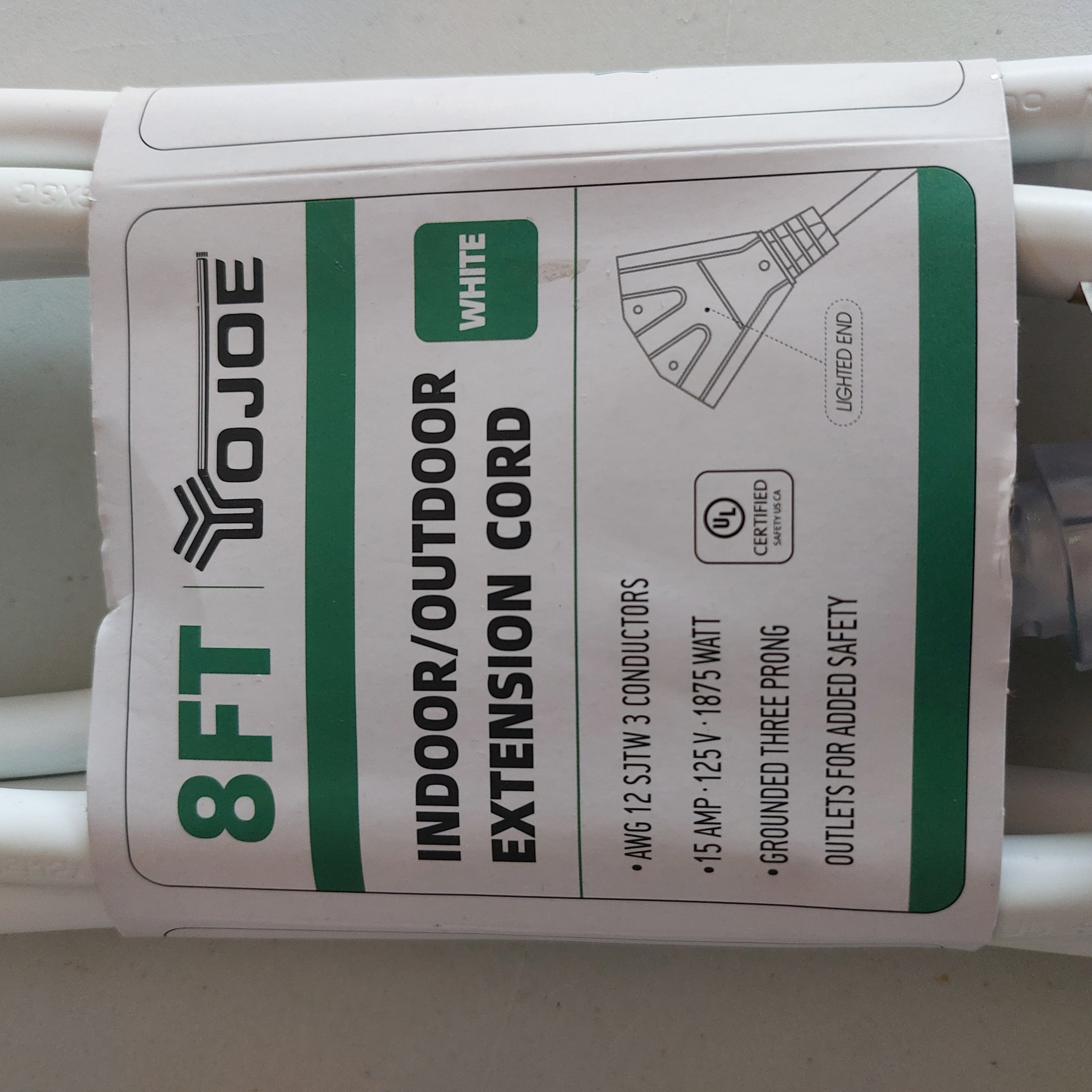 8FT Indoor/Outdoor Extension Cord