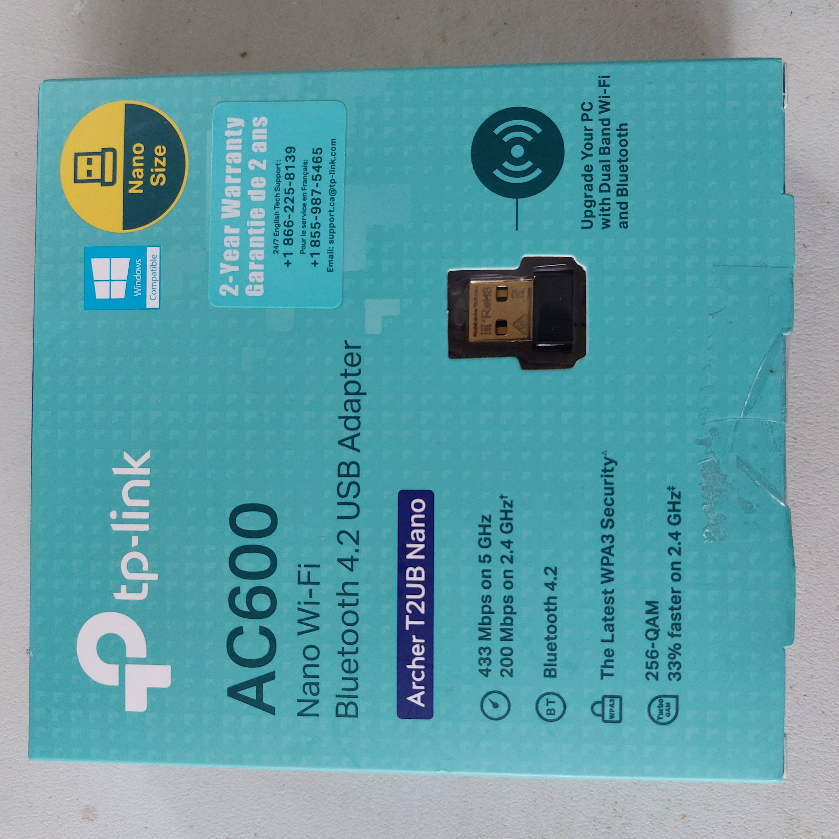TP-Link AC600 Nano Wi-Fi/Bluetooth Adapter, Archer T2UB Nano