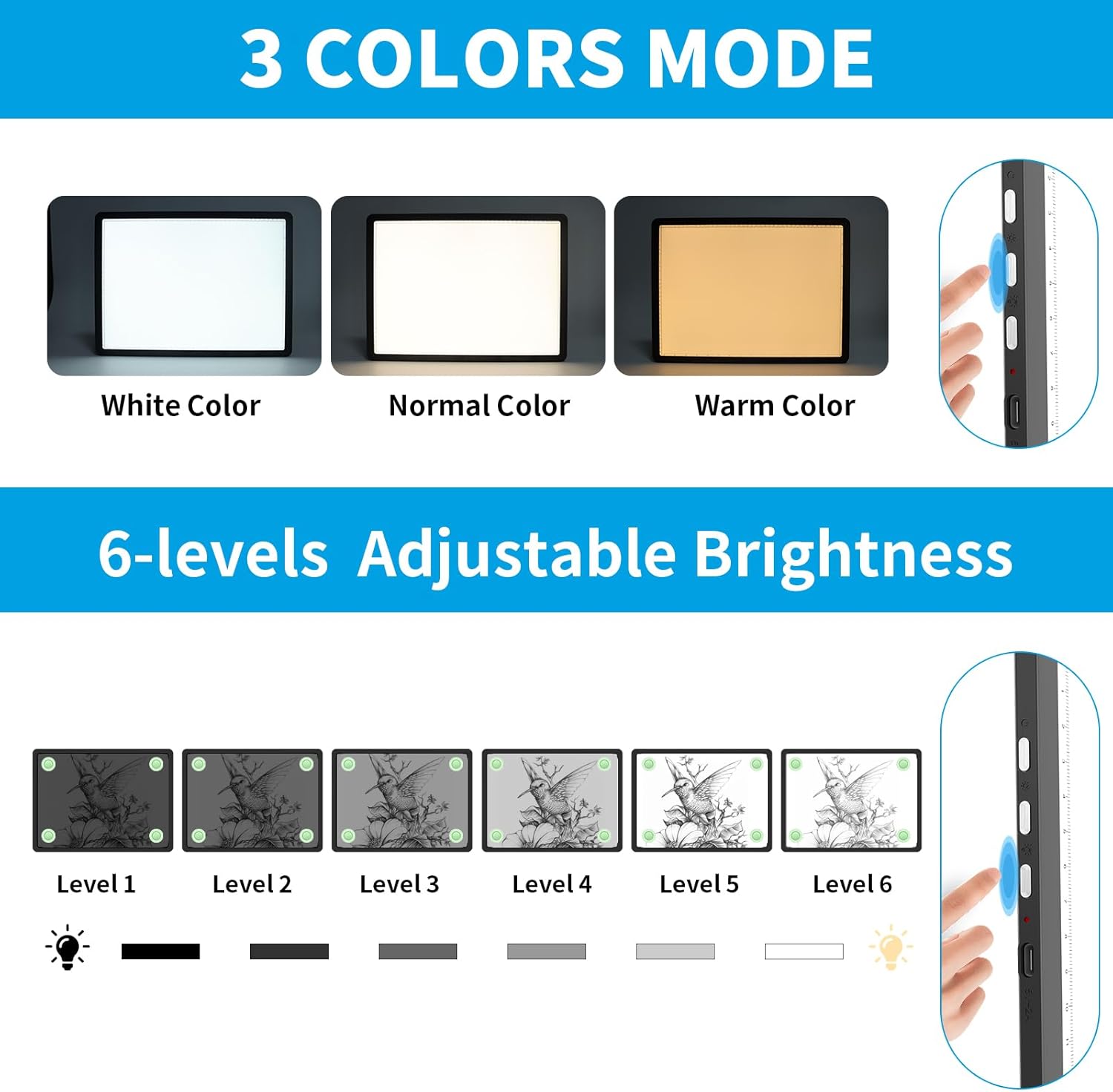 Phylosal Magnetic A3 Light Pad with Bag, Super Bright Light Box with Side Button, Tracing and Drawing, USB Power Light Table