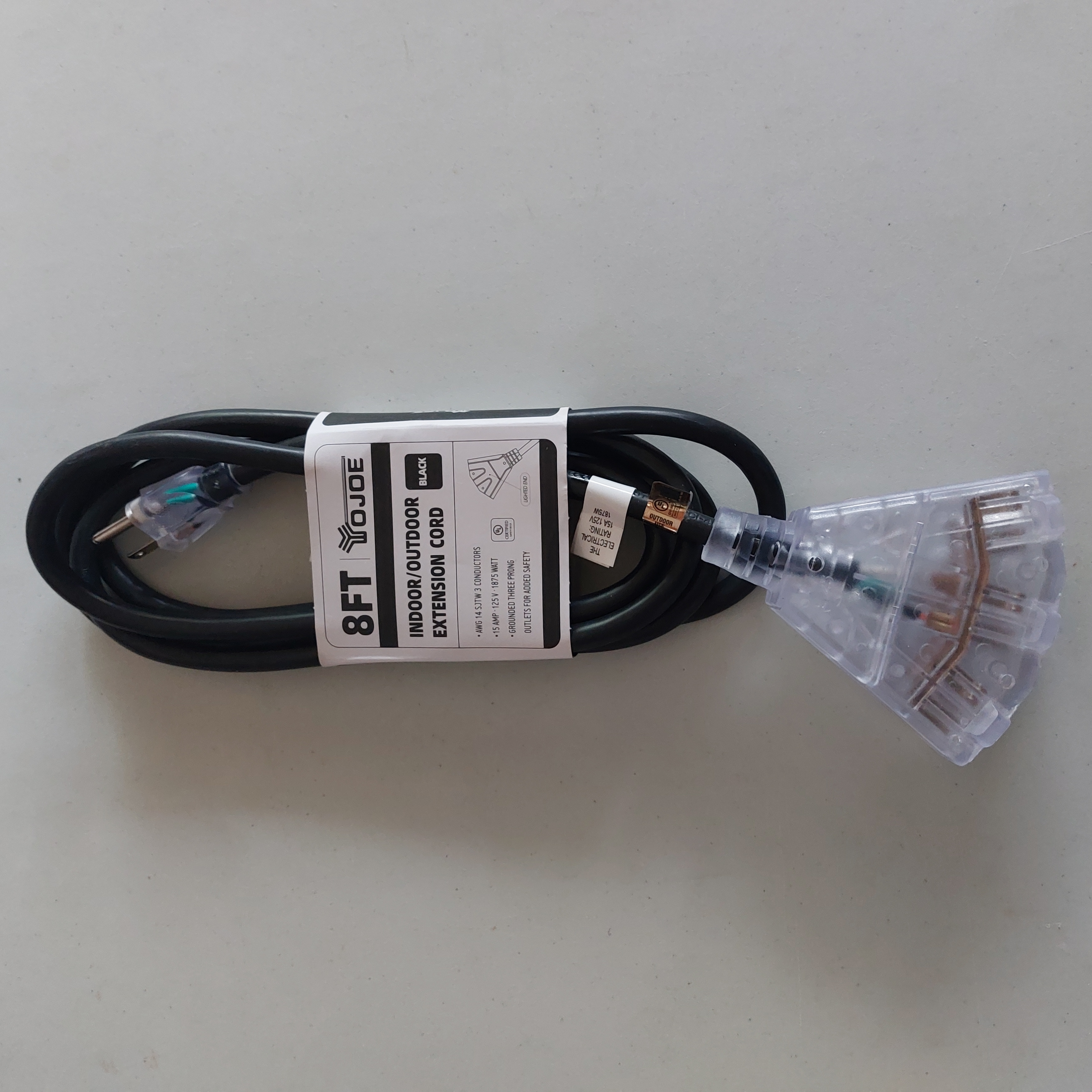 8FT 14AWG Indoor/Outdoor Extension Cord