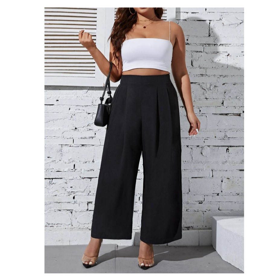 SHEIN High Waist Wide Leg Pants Frenchy Plus