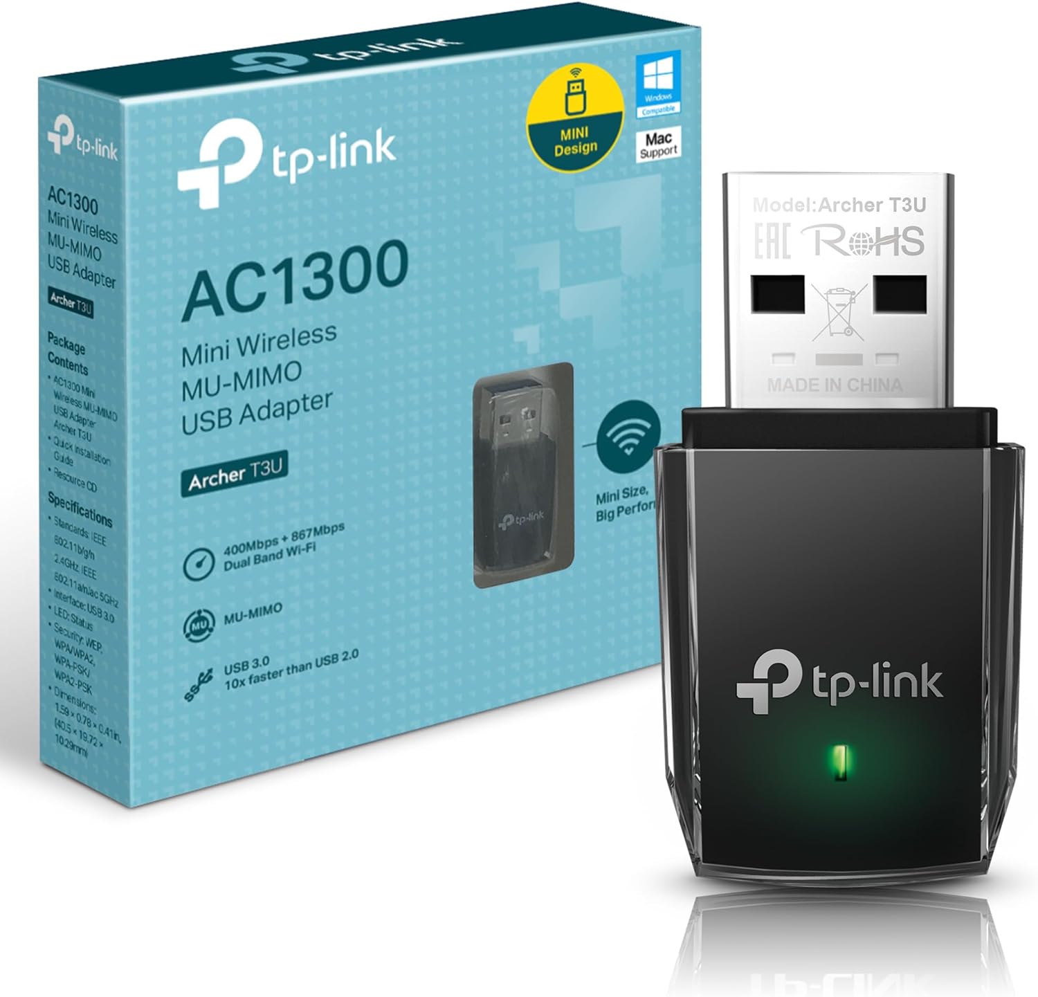 TP-Link AC1300 Mini USB WiFi Adapter, Archer T3U