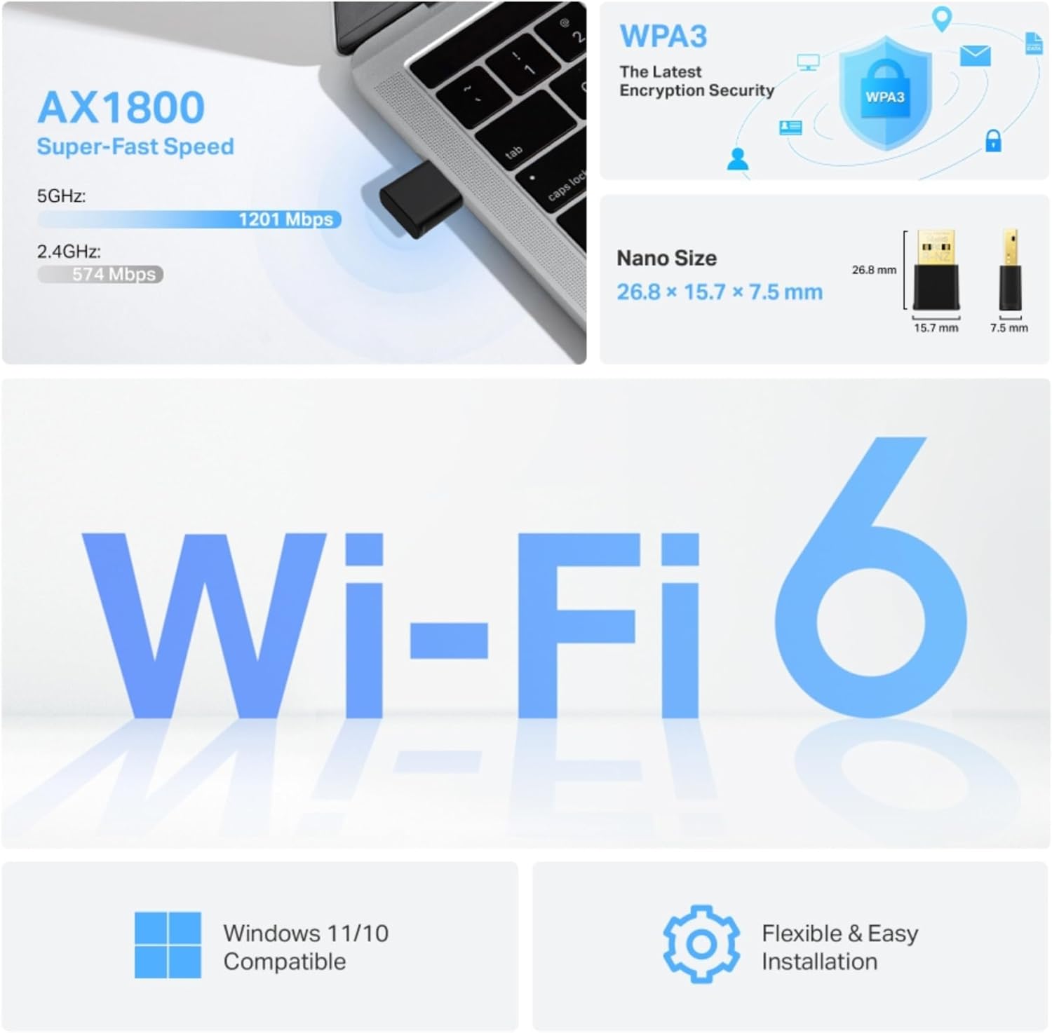TP-Link AX1800 Archer TX20U Nano WiFi 6 Wireless USB Adapter