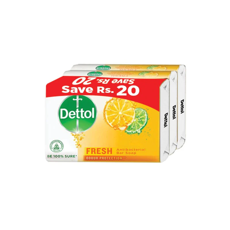 Dettol Fresh Antibacterial Bar Soap 3-Pack