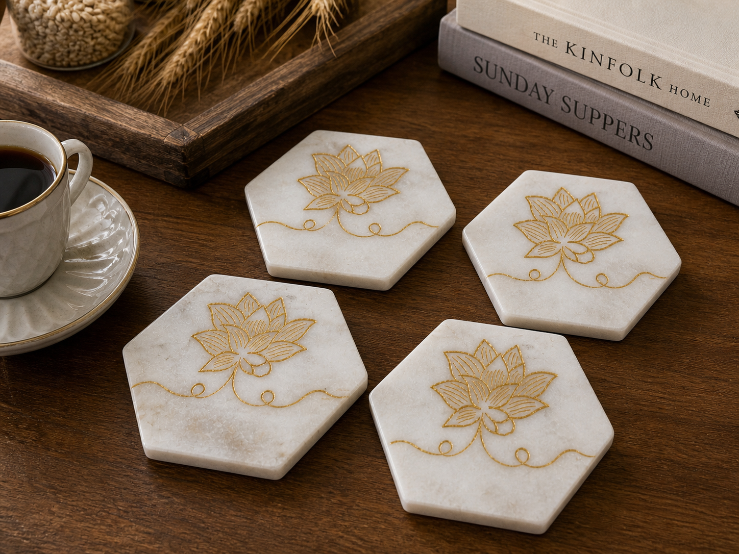 Hexagonal Marble Coaster