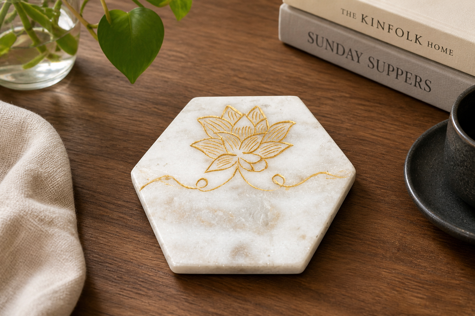 Hexagonal Marble Coaster