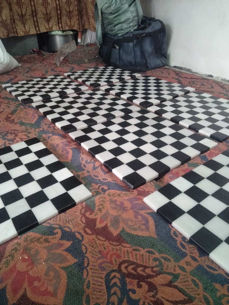 Wooden Chessmen and marble board