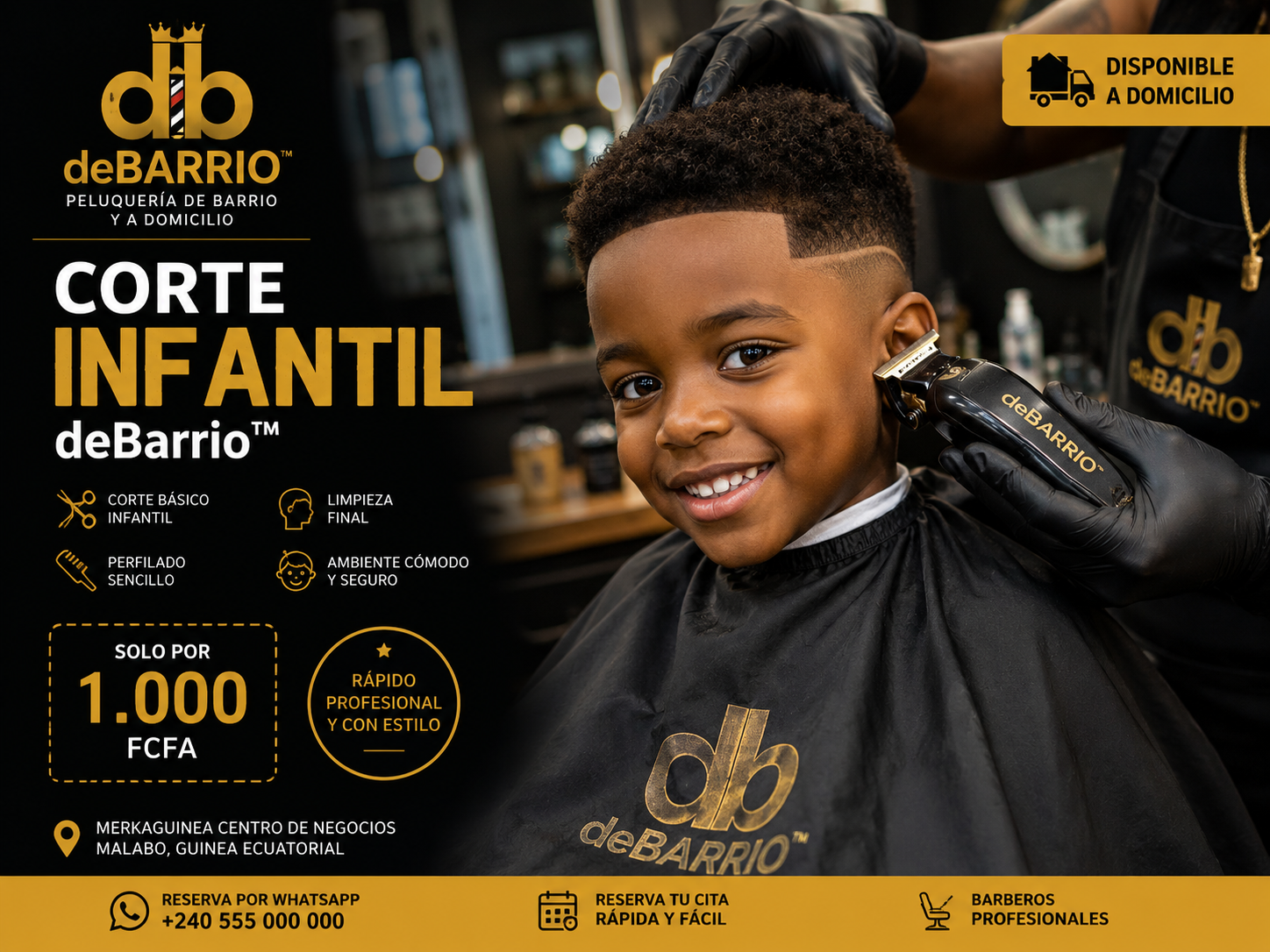 ✂️ Corte Infantil deBarrio™ - 👦 1.000 FCFA ≈ 1,52 €