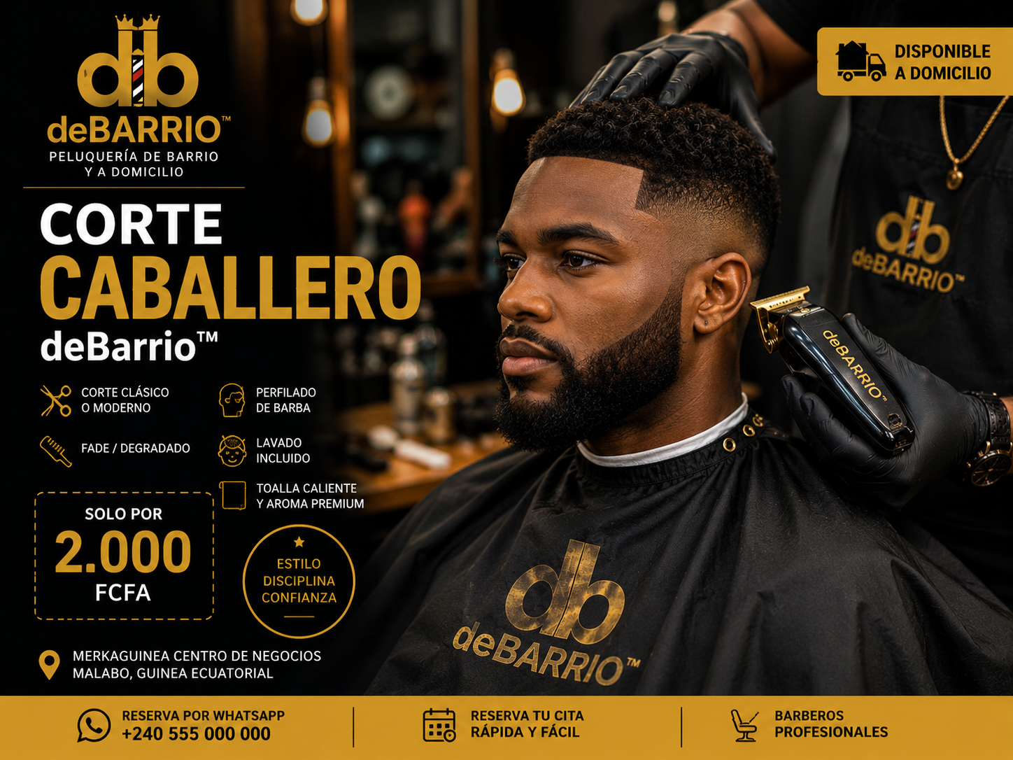 ✂️ Corte Caballero deBarrio™ - 👨 2.000 FCFA ≈ 3,05 €