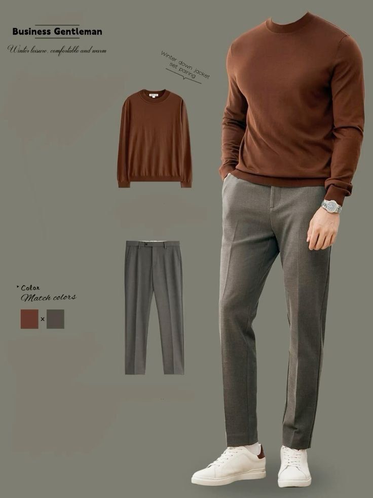 Men's Digital Outfit Guide: Classic Brown & Black