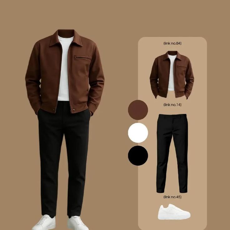 Men's Digital Outfit Guide: Classic Brown & Black