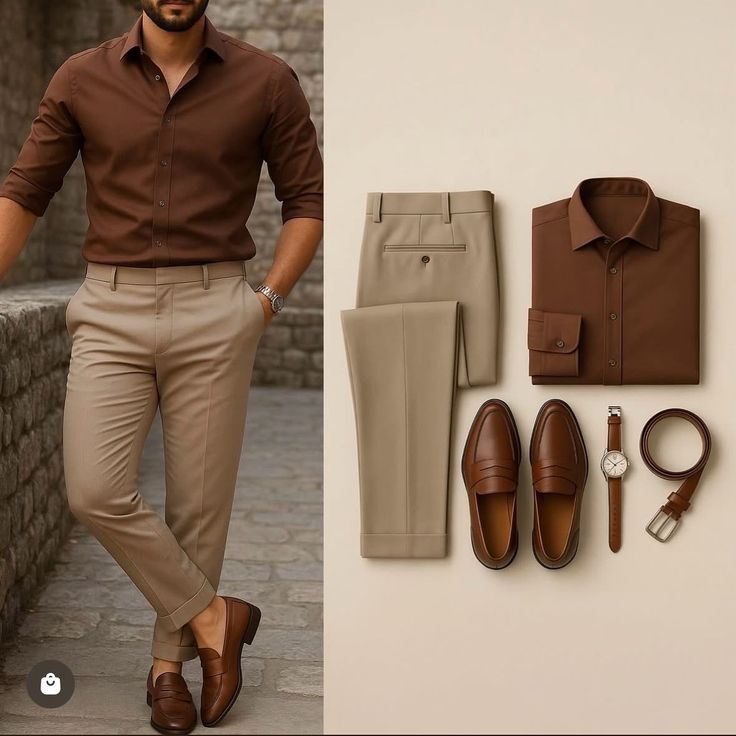 Men's Digital Outfit Guide: Classic Brown & Black