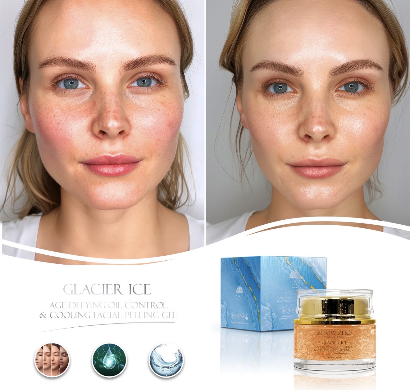 Below Zero Glacier Ice Age Defying Oil Control & Cooling Facial Peeling Gel