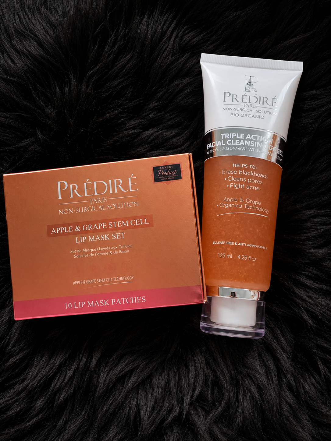 Triple Action Facial Cleansing Scrub + Apple & Grape Stem Cell Lip Mask Set