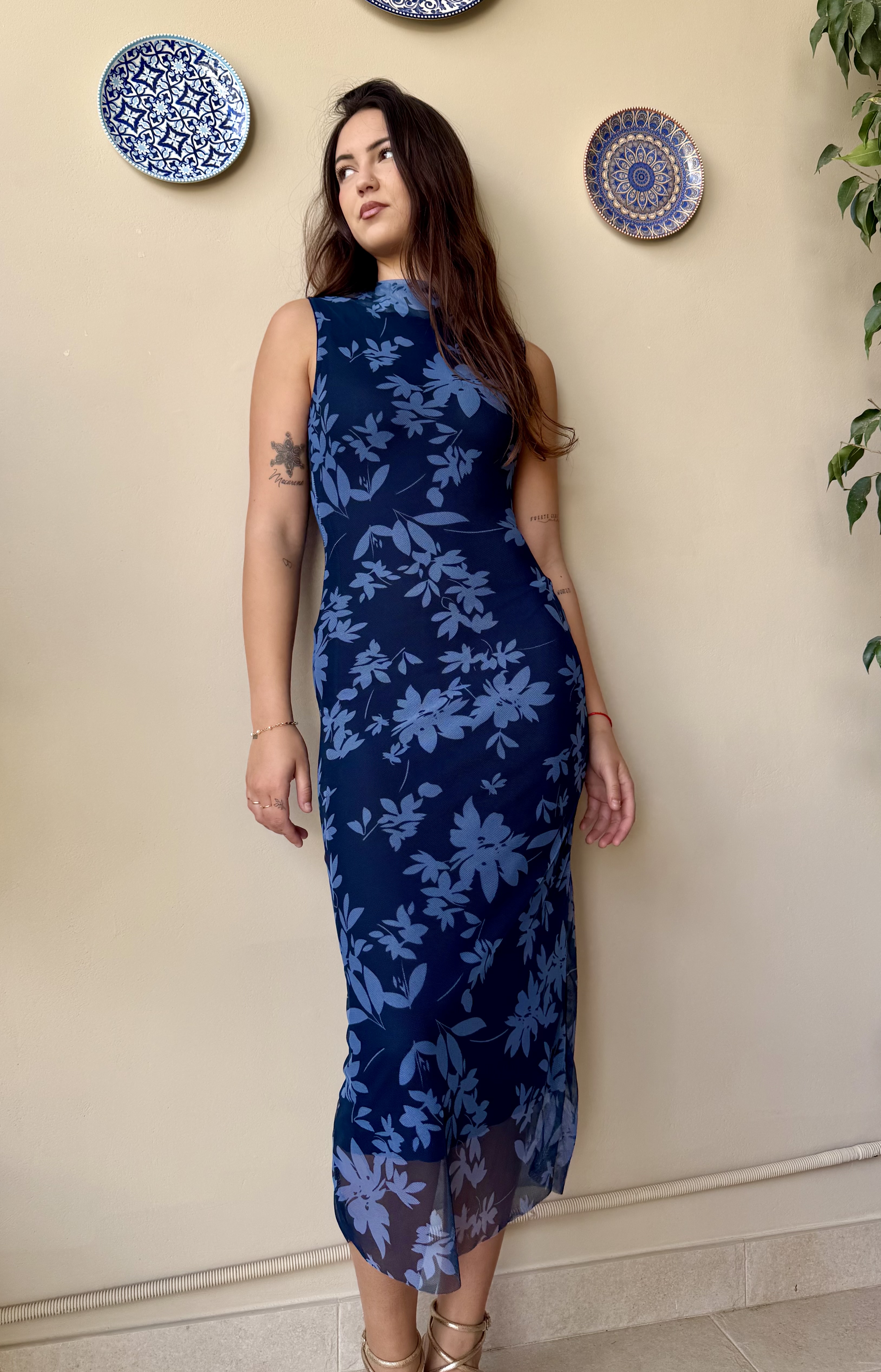 Vestido azul floral