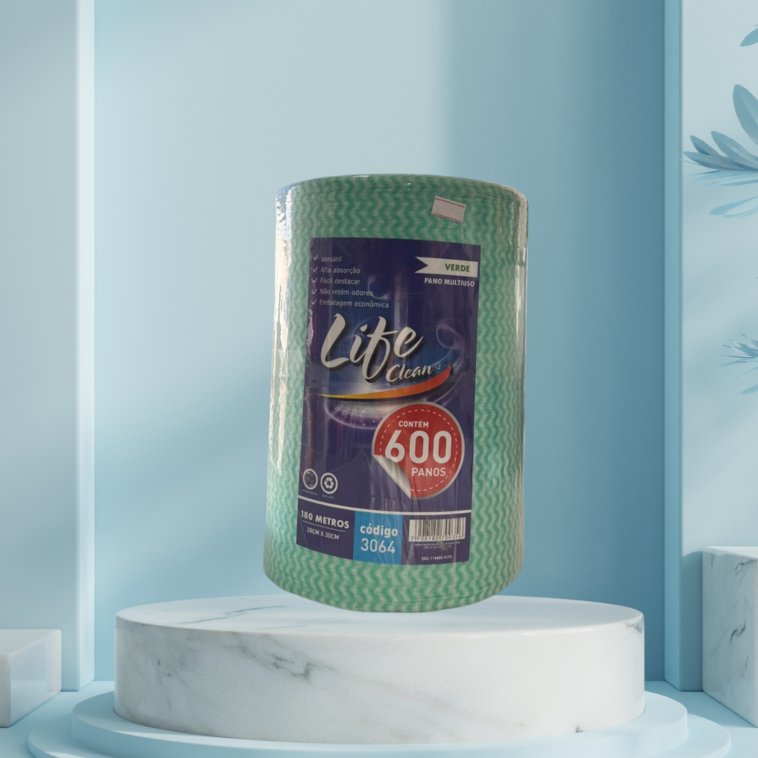 Rolo de Panos Multiuso Life Clean 600