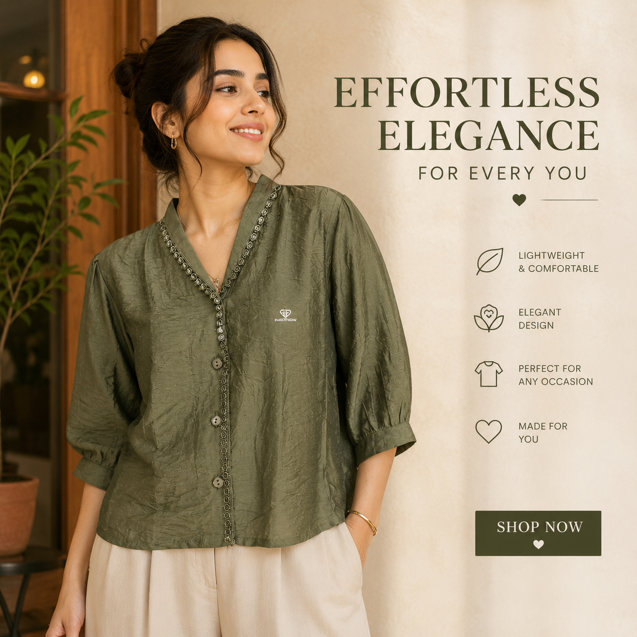 Green Button-Down Kurti