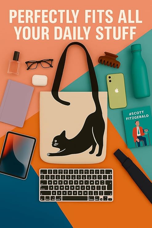 Canvas Tote Bag for Women (cat print)