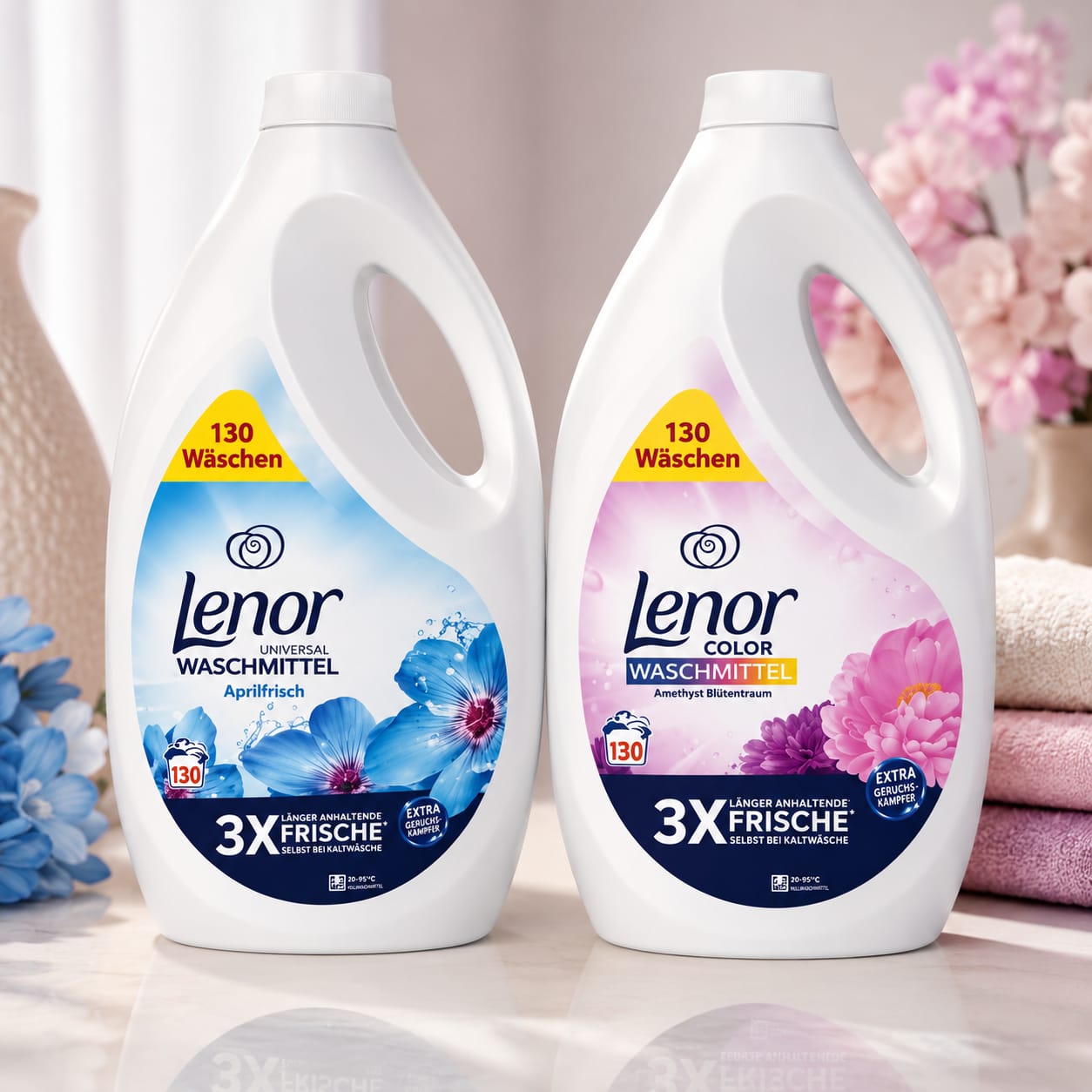 1 mal Lenor Color 1 mal Lenor Universal Waschmittel 6 Liter 130 Wäschen ergibt als Set zusammen 12 Liter 260 Wäschen