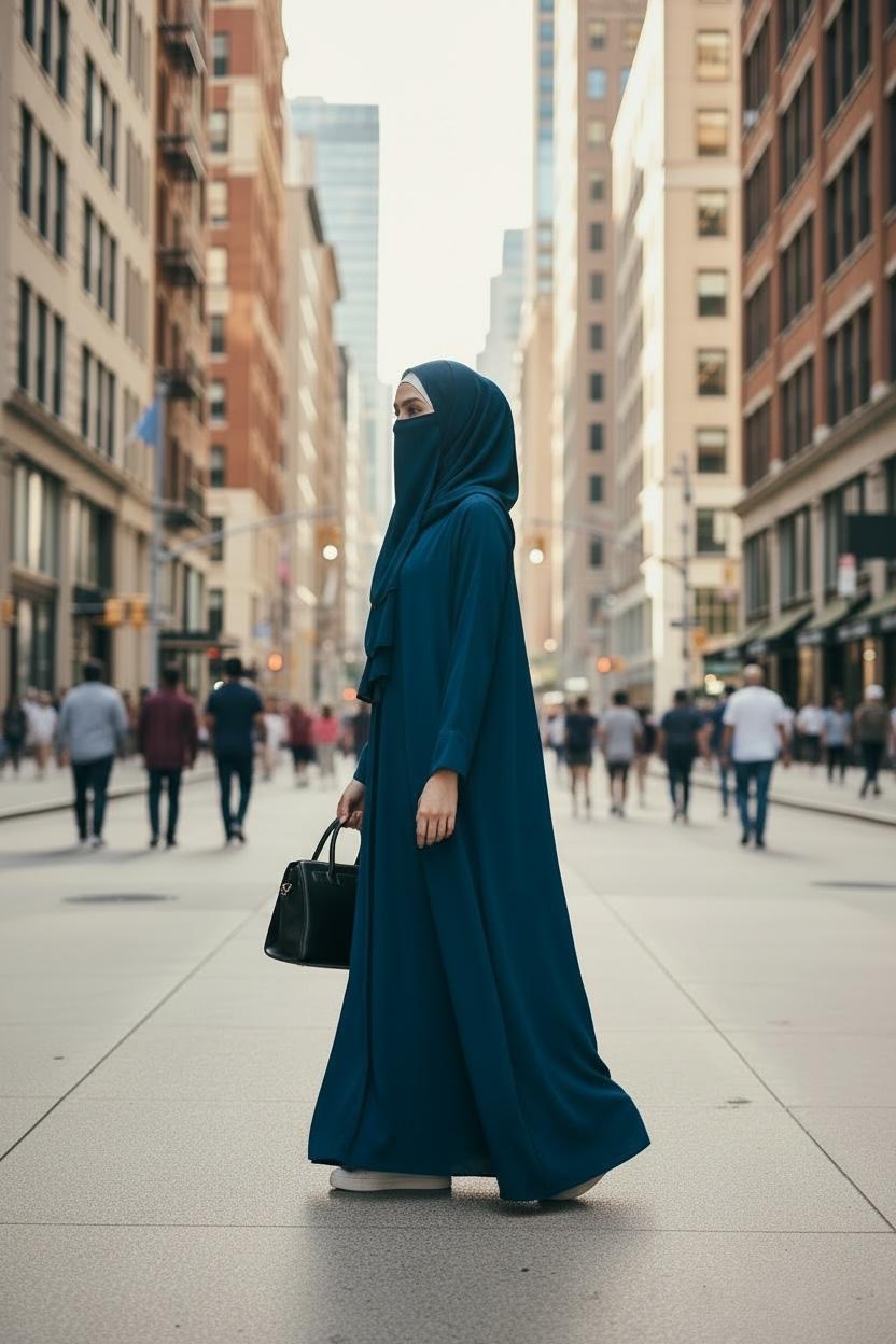 Front Open Summer Georgette Abaya- Blue