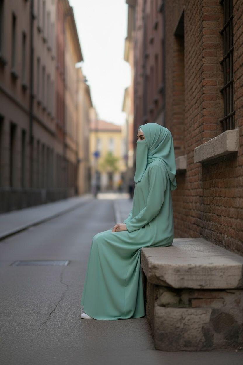 Front Open Summer Georgette Abaya- Soft Mint Green