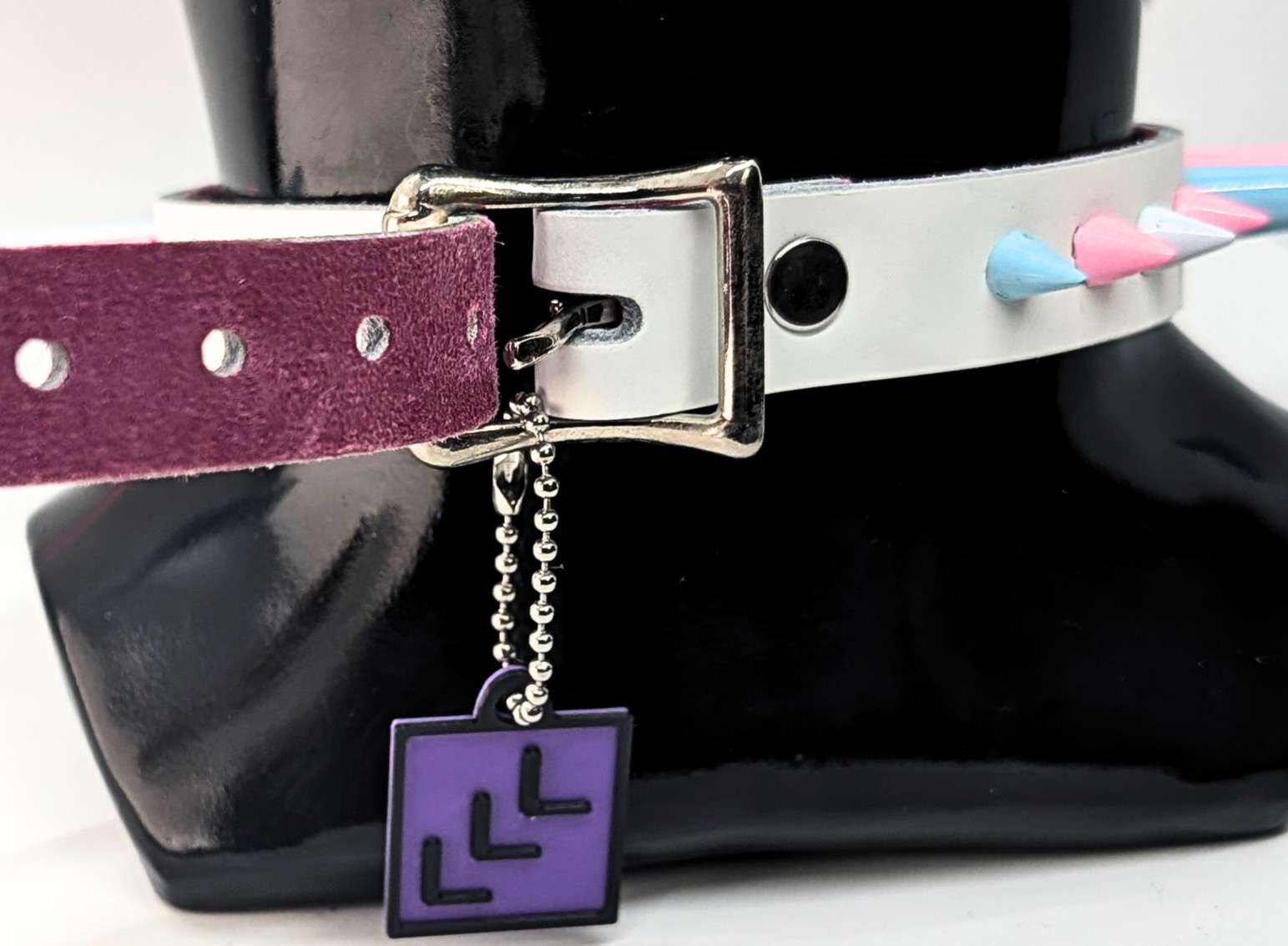 Trans Pride Spike Leather Day Collar