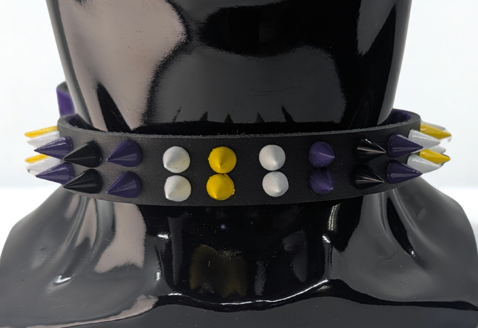 Non-Binary Pride Spike Leather Day Collar