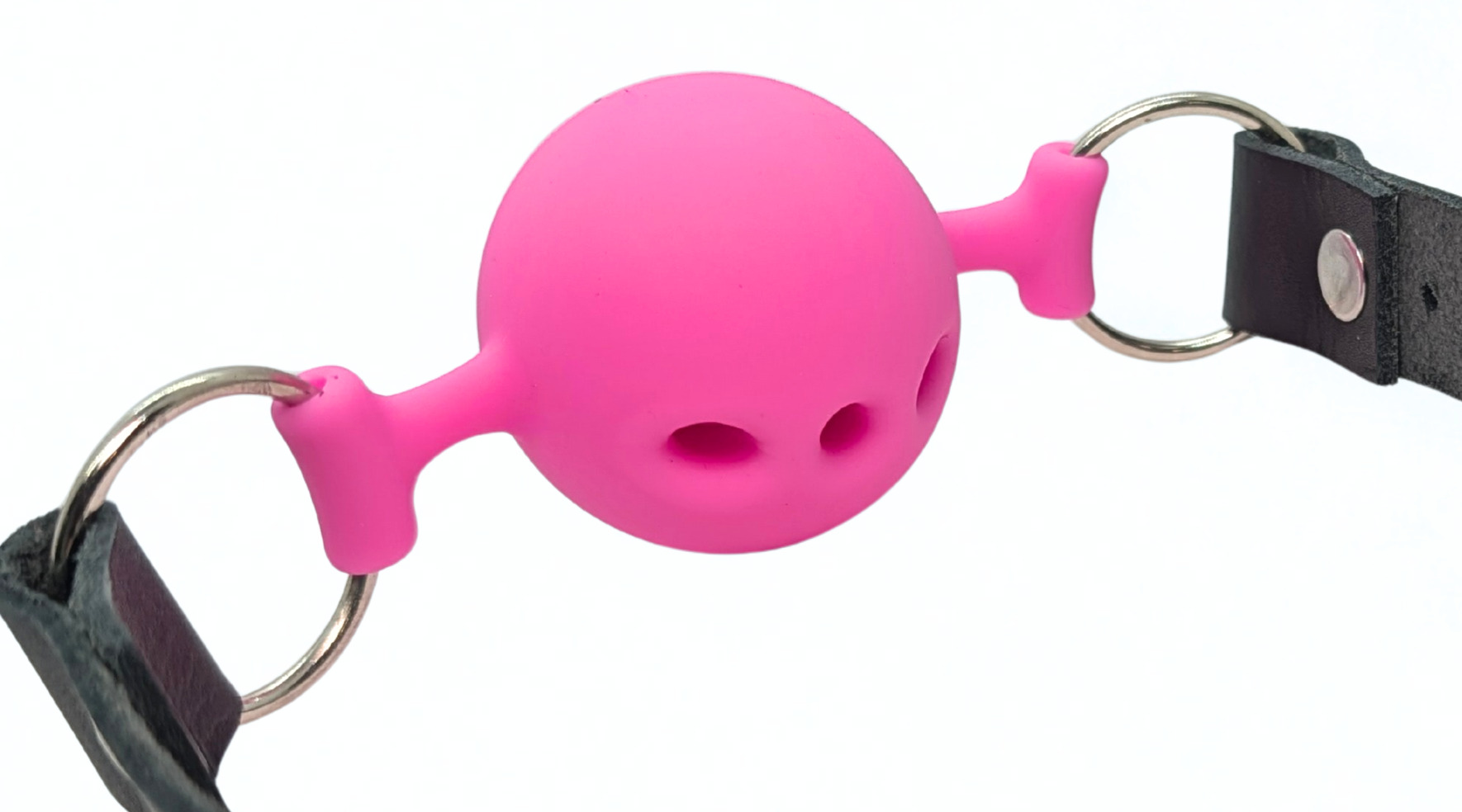 Classic Silicone and Leather Ball Gag with Holes