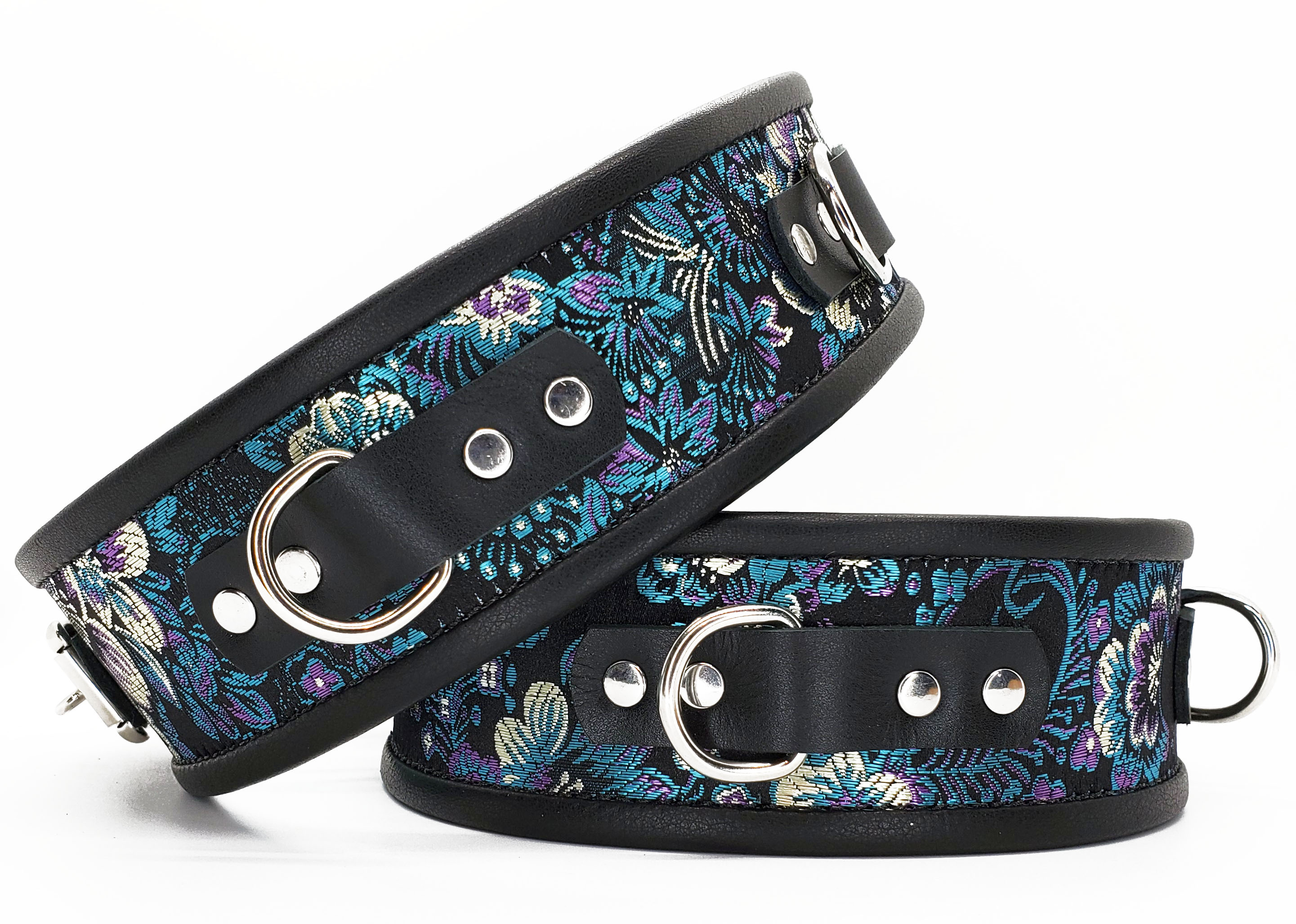 Blue Purple Brocade Thigh Cuffs