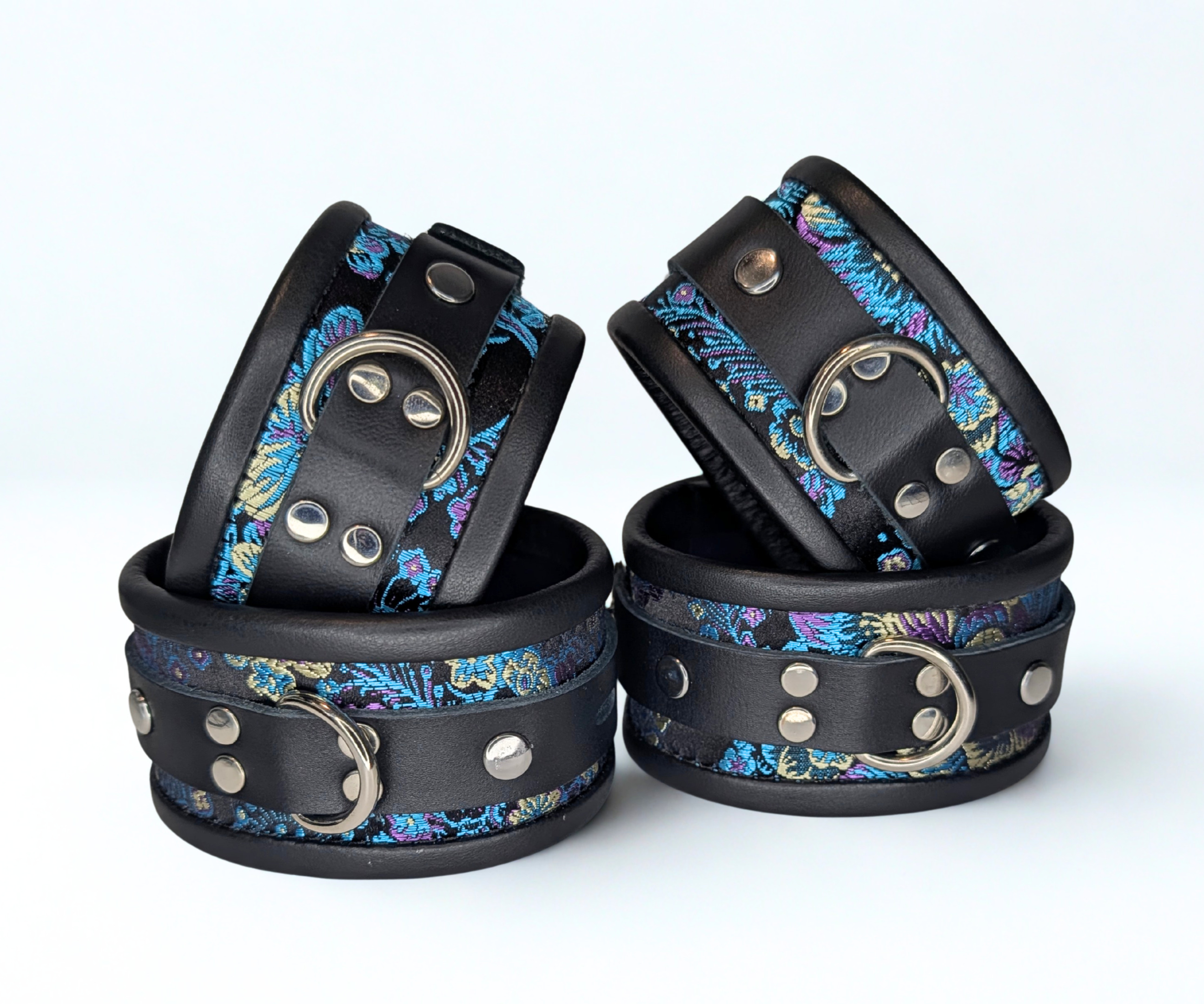 Blue Purple Brocade Wrist & Ankle Set