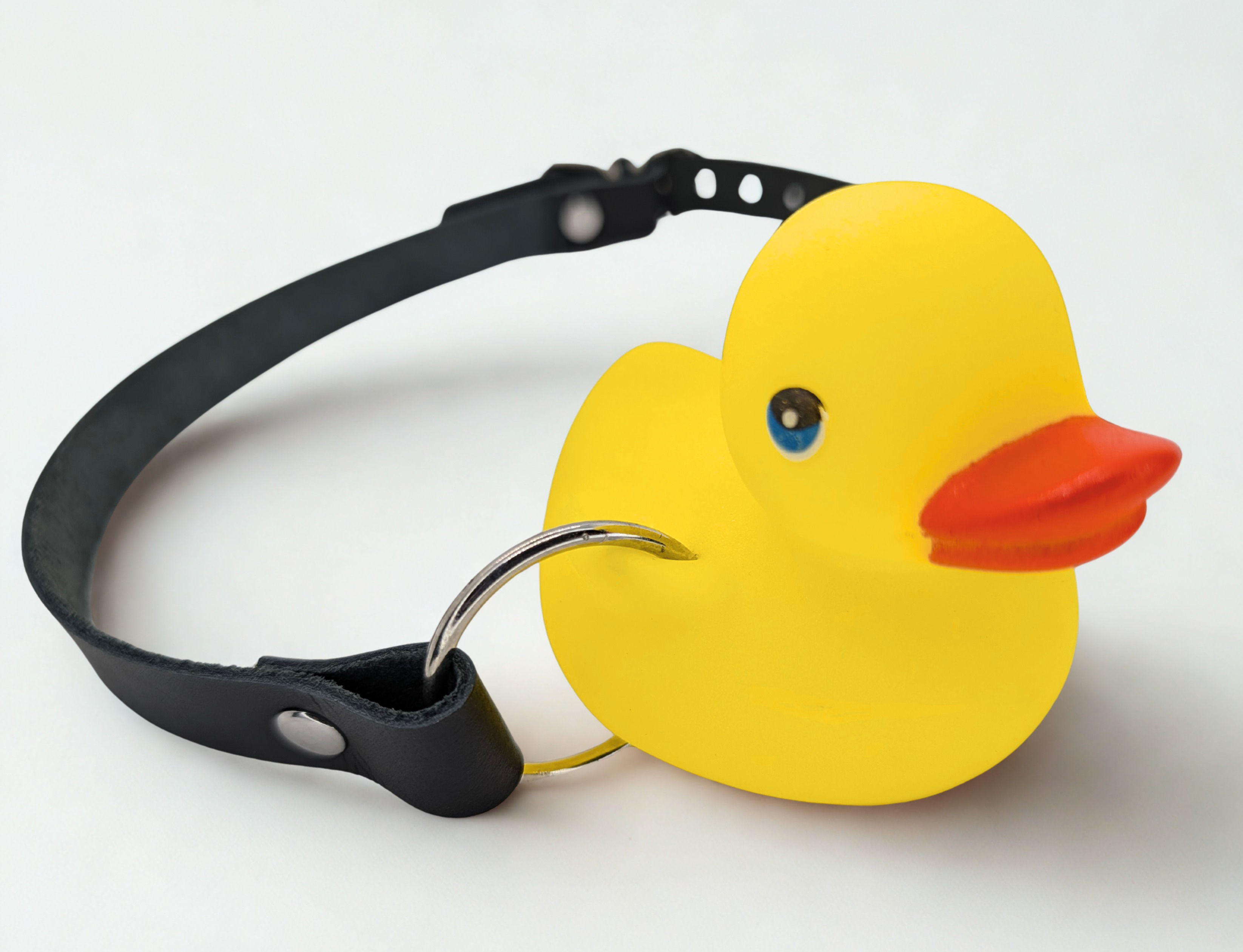 Squeaky Rubber Duck Leather Gag