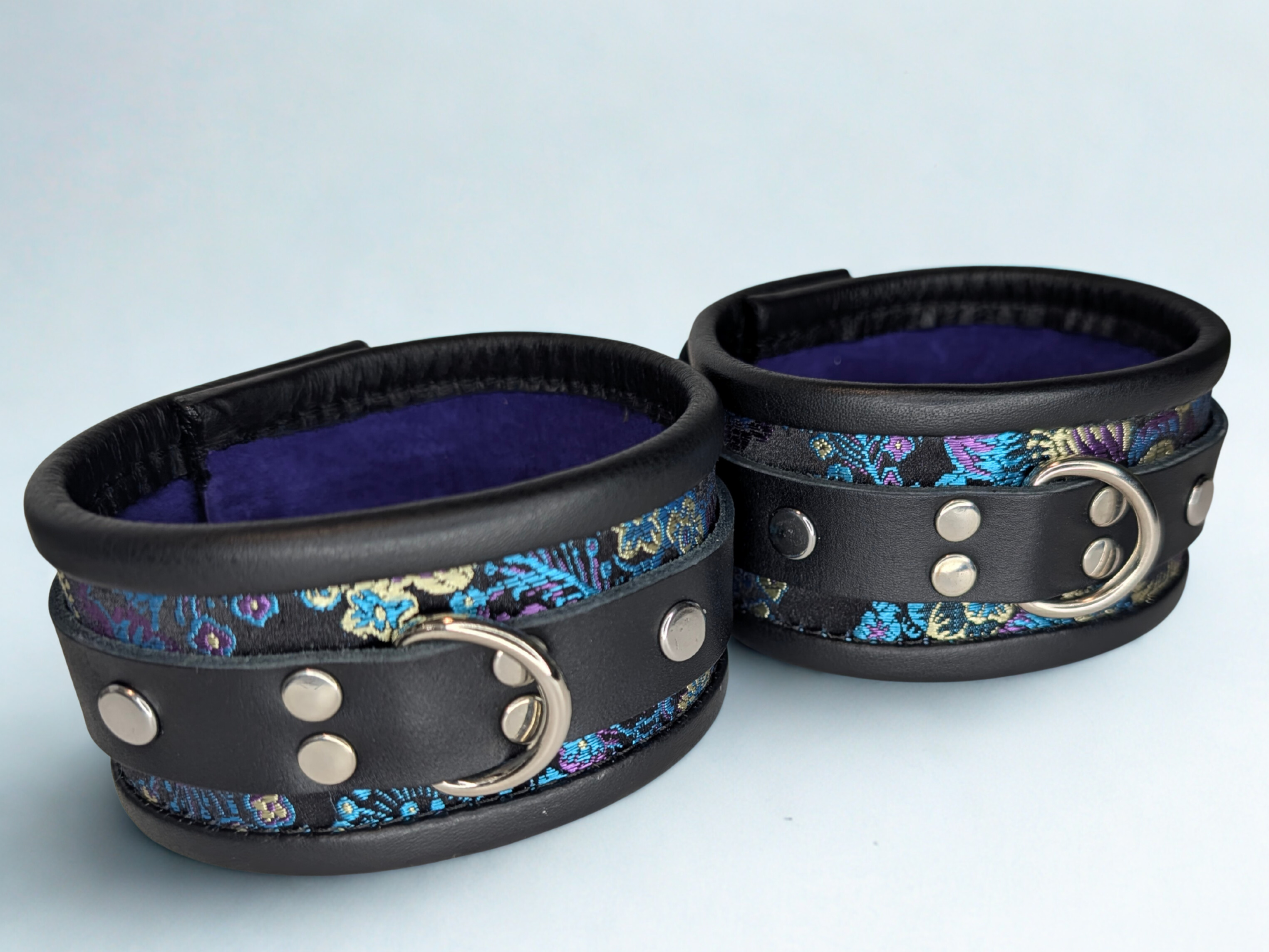 Blue Purple Brocade Wrist Cuffs