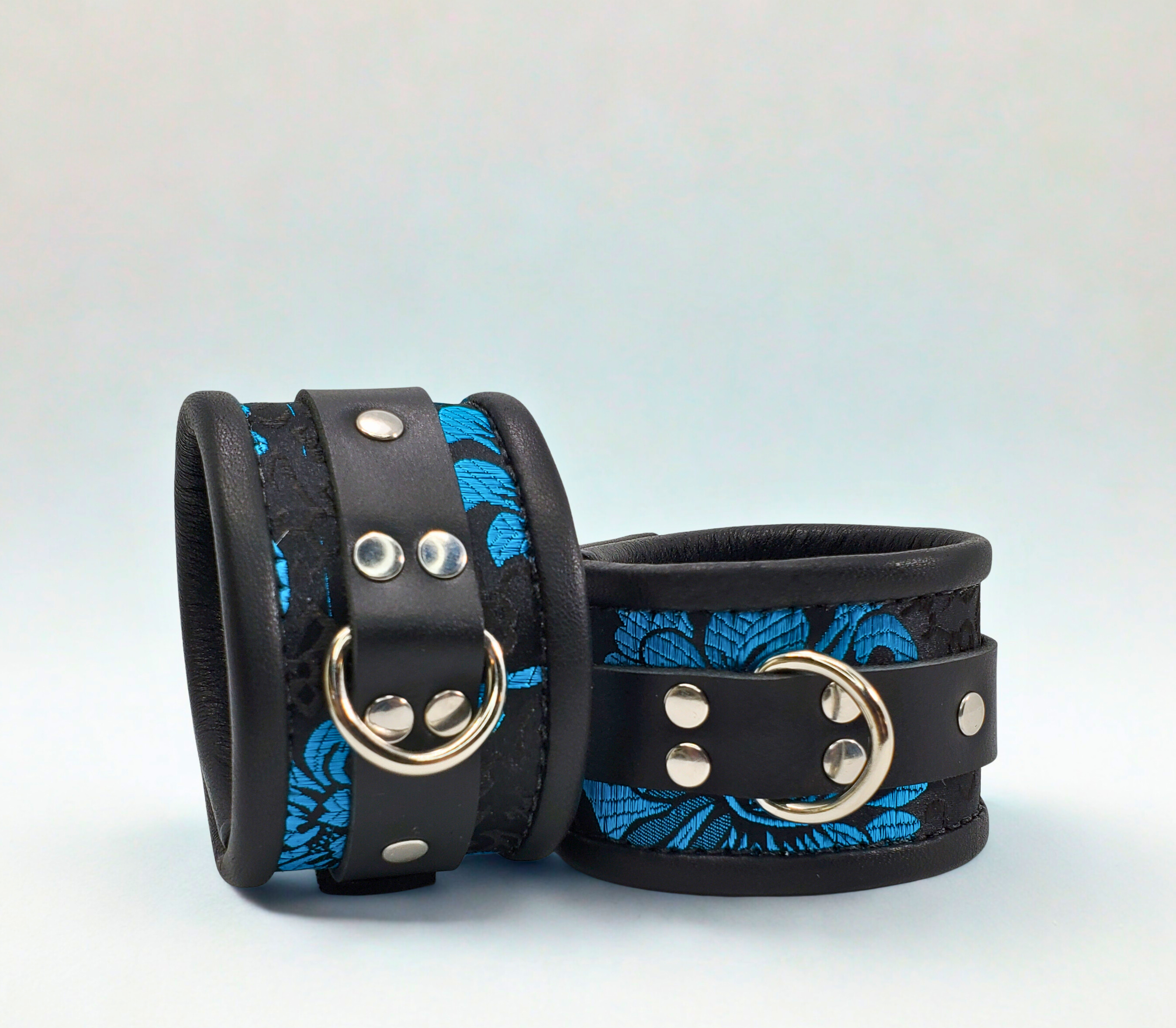 Blue Feather  Brocade Ankle Cuffs