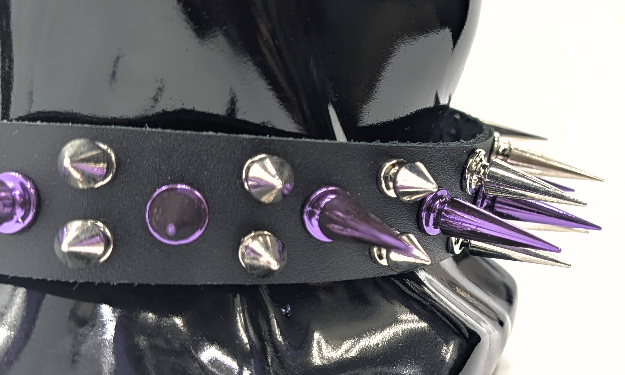 Purple and Silver Spiked Leather Day Collar