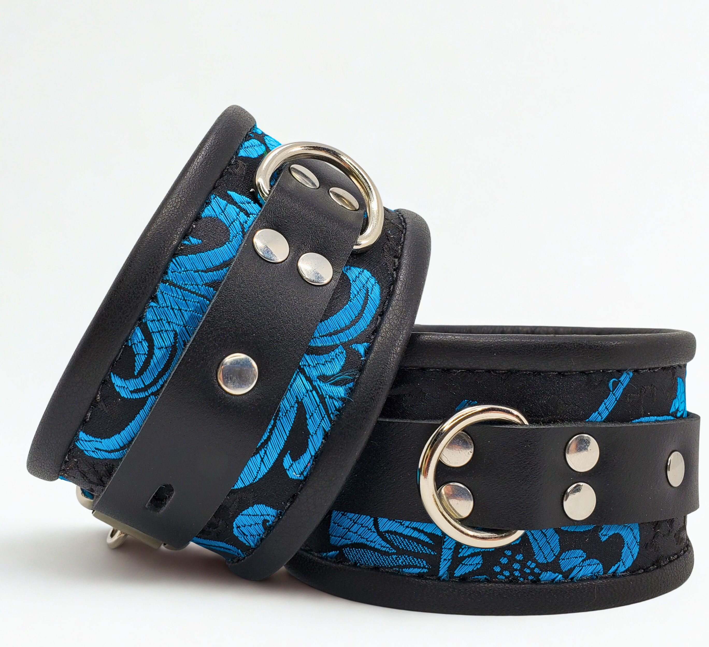Blue Feather Brocade Wrist Cuffs