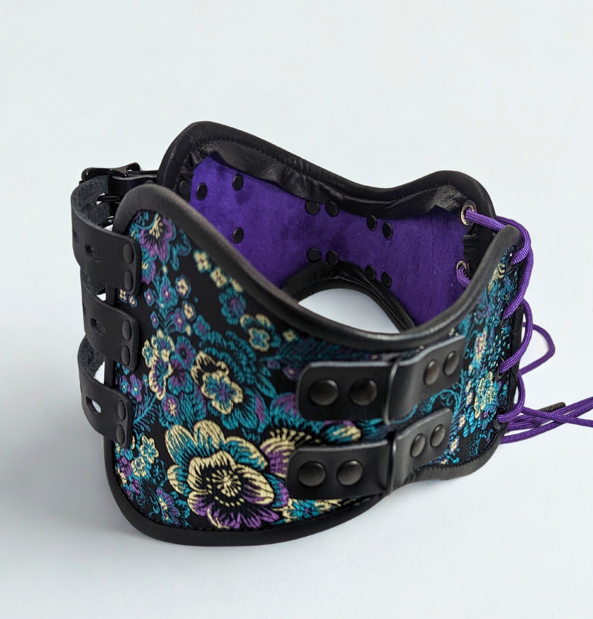 Blue Purple Brocade Waist Restraint Corset Style