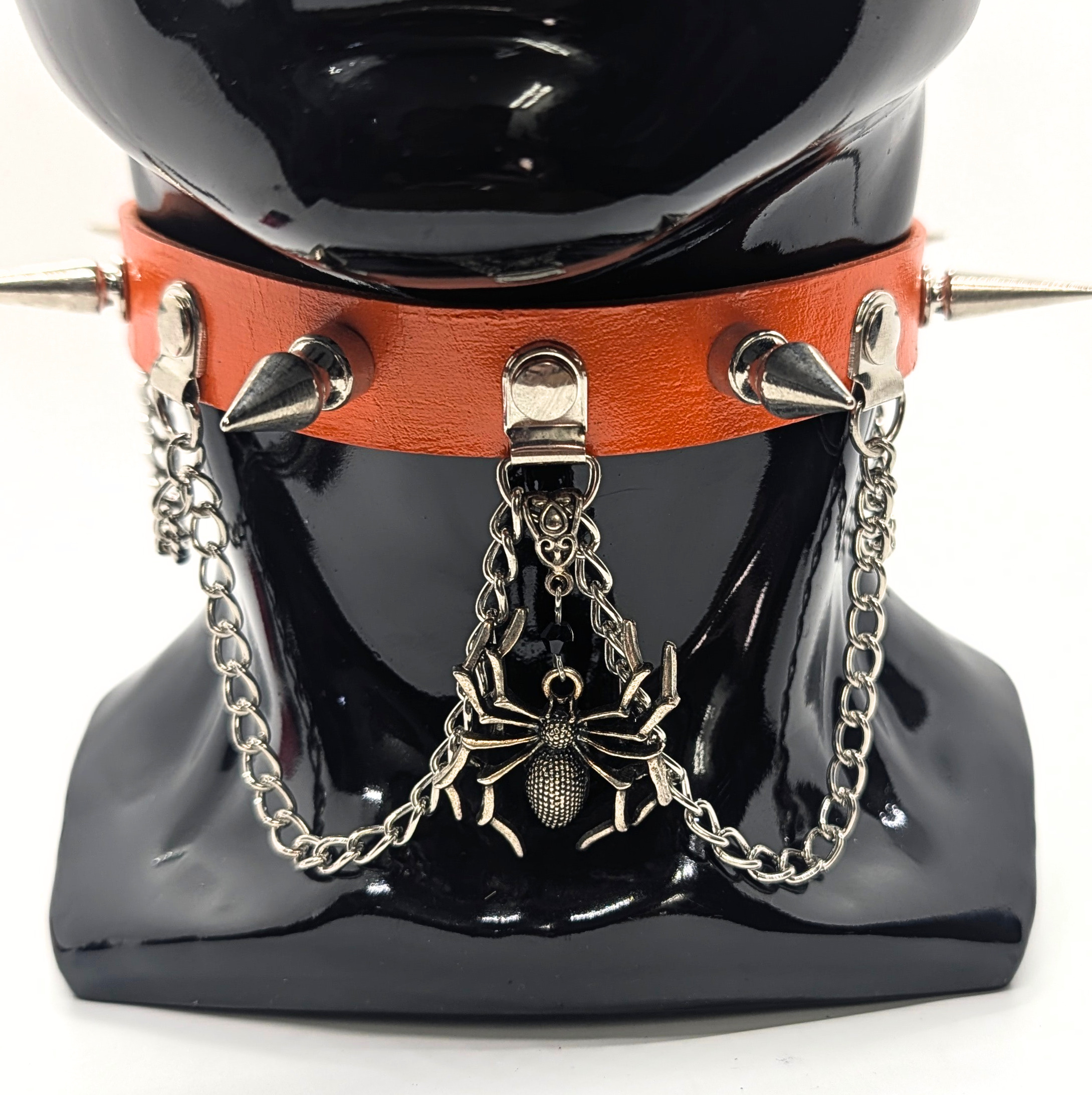 Spider Wed Spiked Leather Day Collar