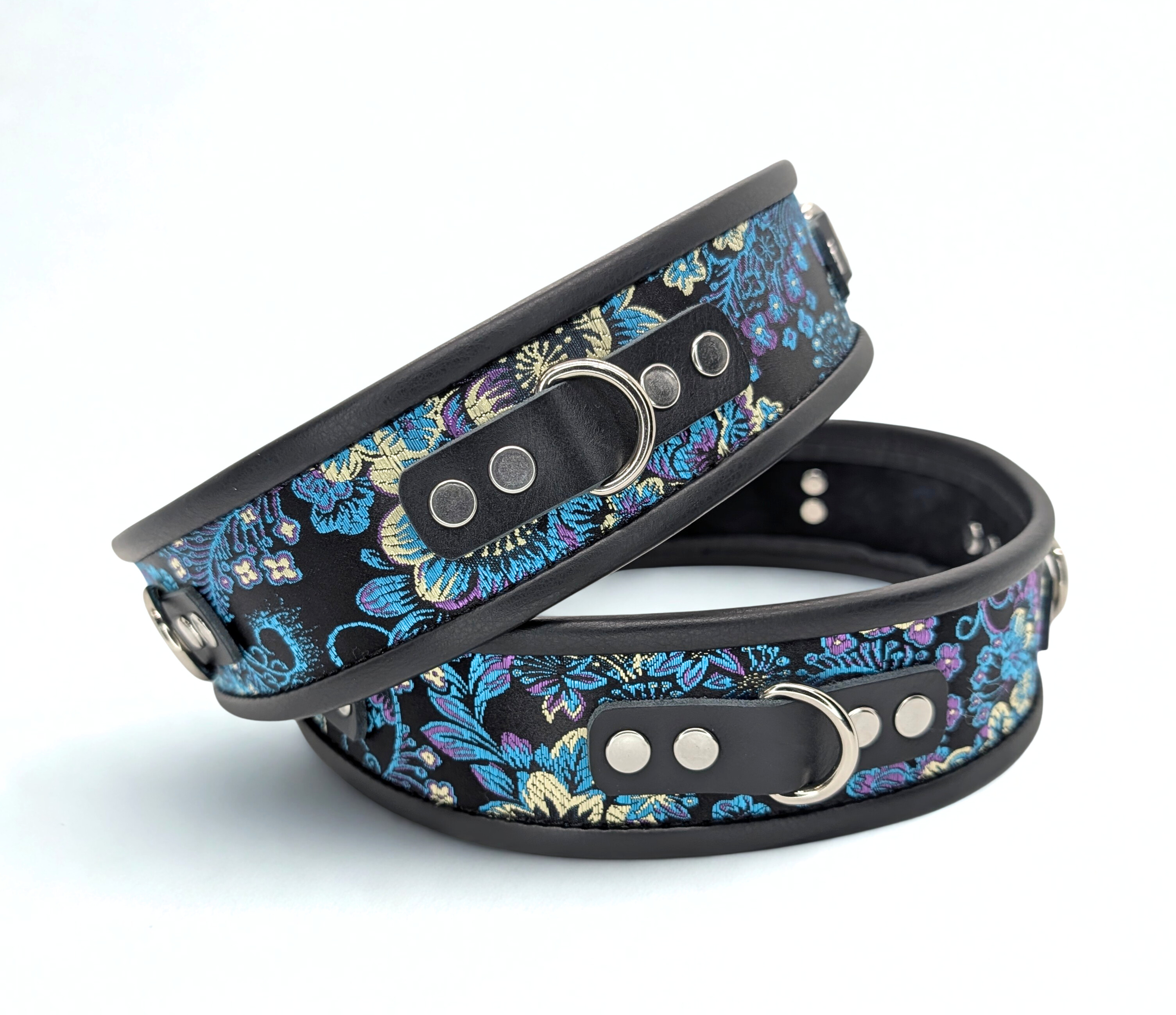 Blue Purple Brocade Thigh Cuffs